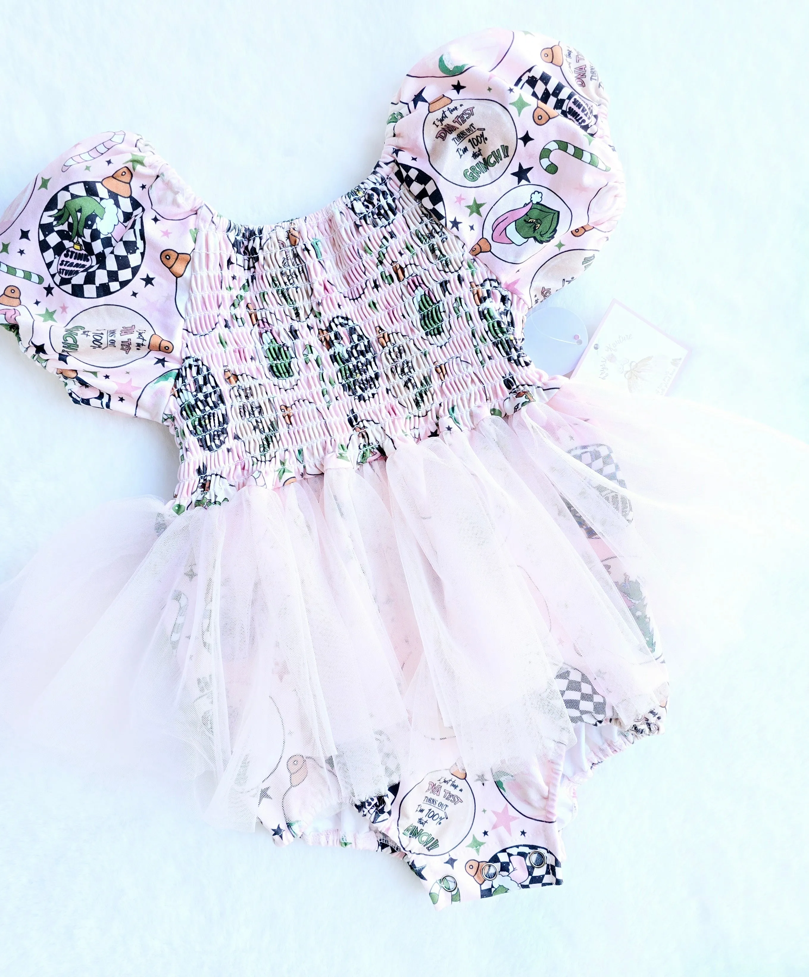 $16.00 EA - 3-6 X 2, 6-12 X 2, 12-24 X 2 -  Baby Tutu Twinning Character Dresses - Pink Grinch