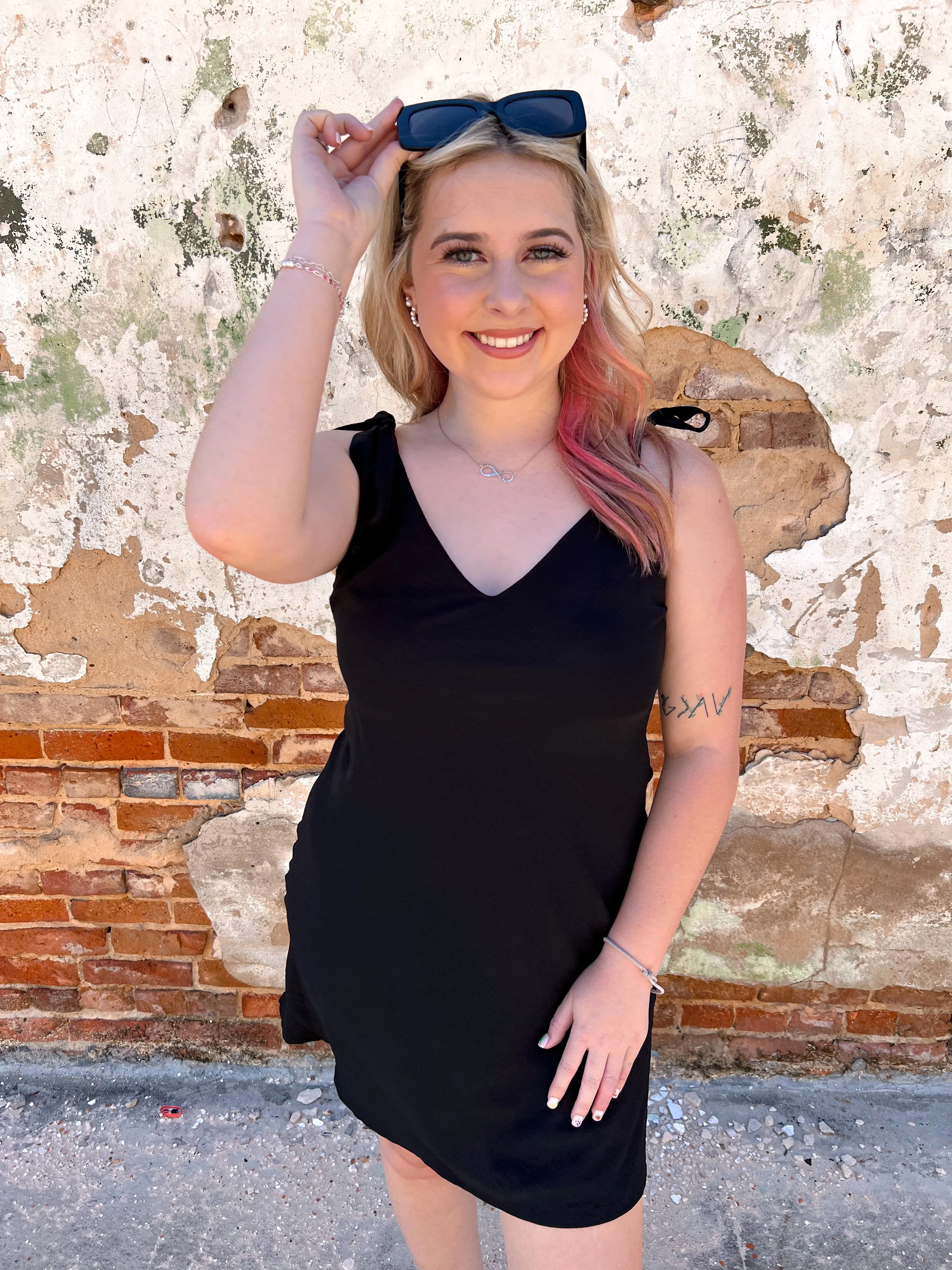 Adelaide Solid Sleeveless V Neck Mini Dress