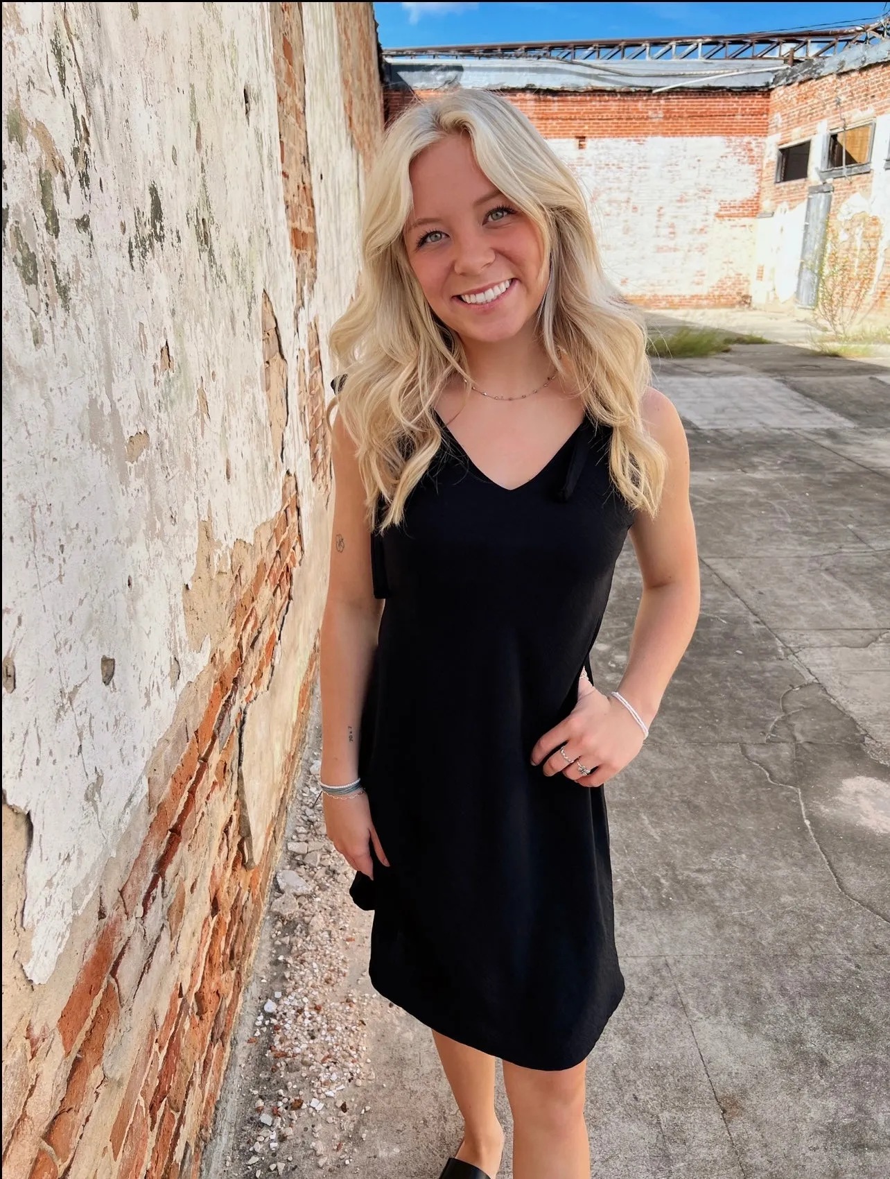 Adelaide Solid Sleeveless V Neck Mini Dress