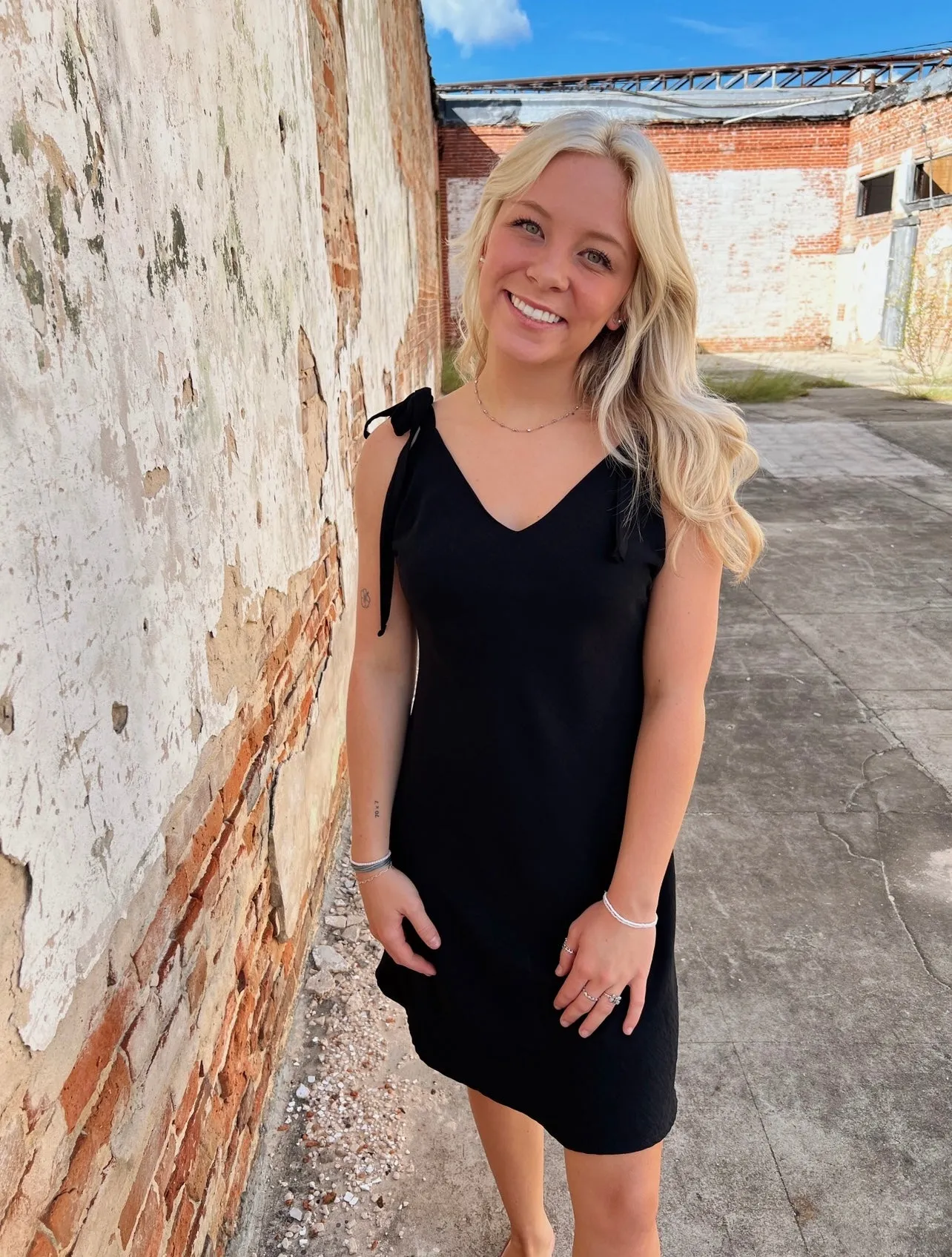 Adelaide Solid Sleeveless V Neck Mini Dress