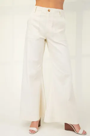 Andrea High Waist Flared Leg Pants Ivory