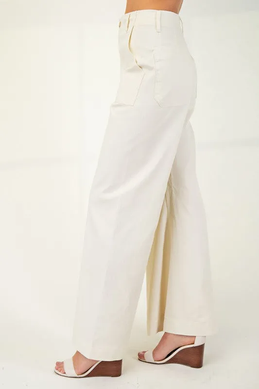 Andrea High Waist Flared Leg Pants Ivory