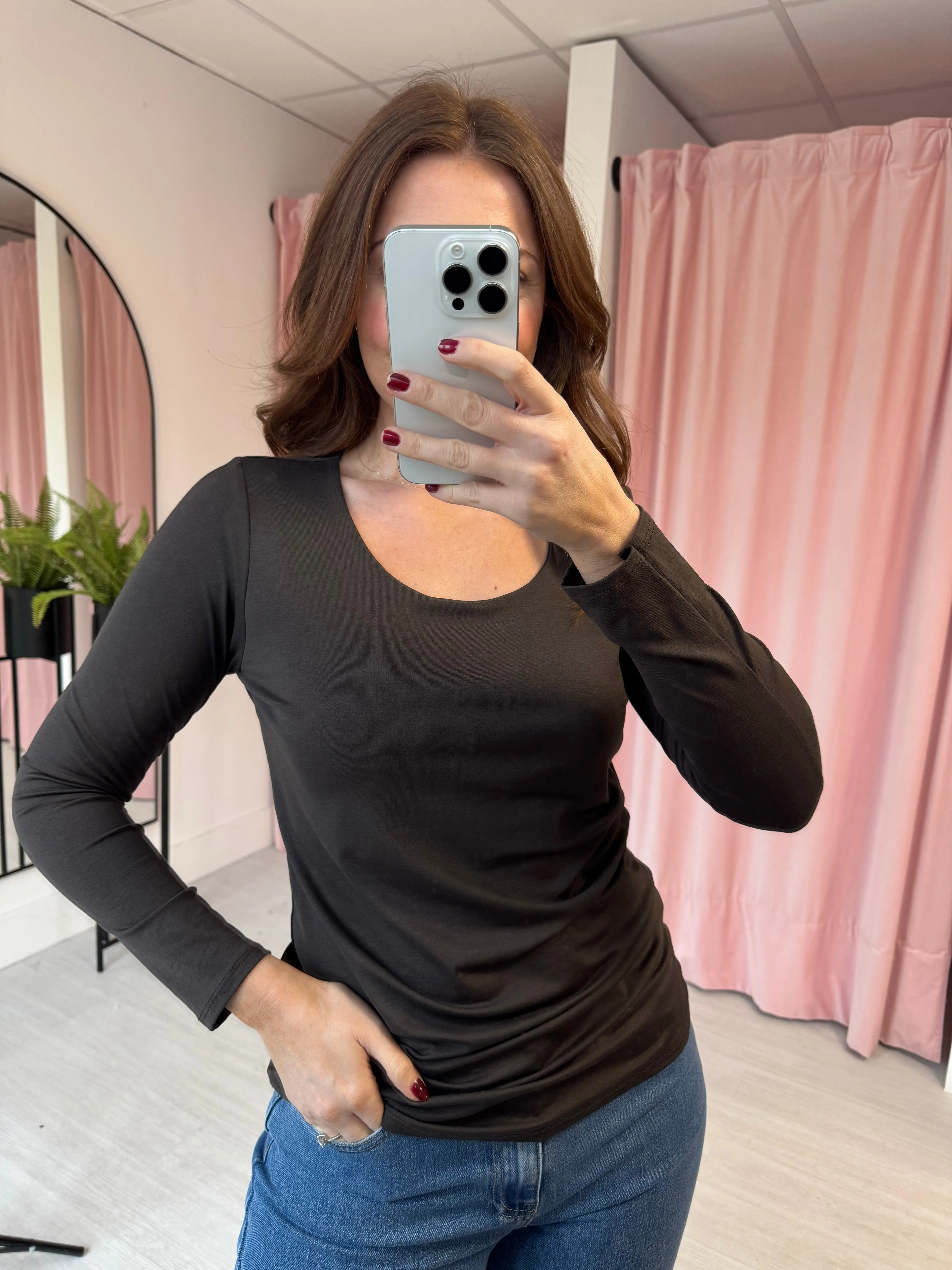 Basic Long Sleeve T-shirt - Brown