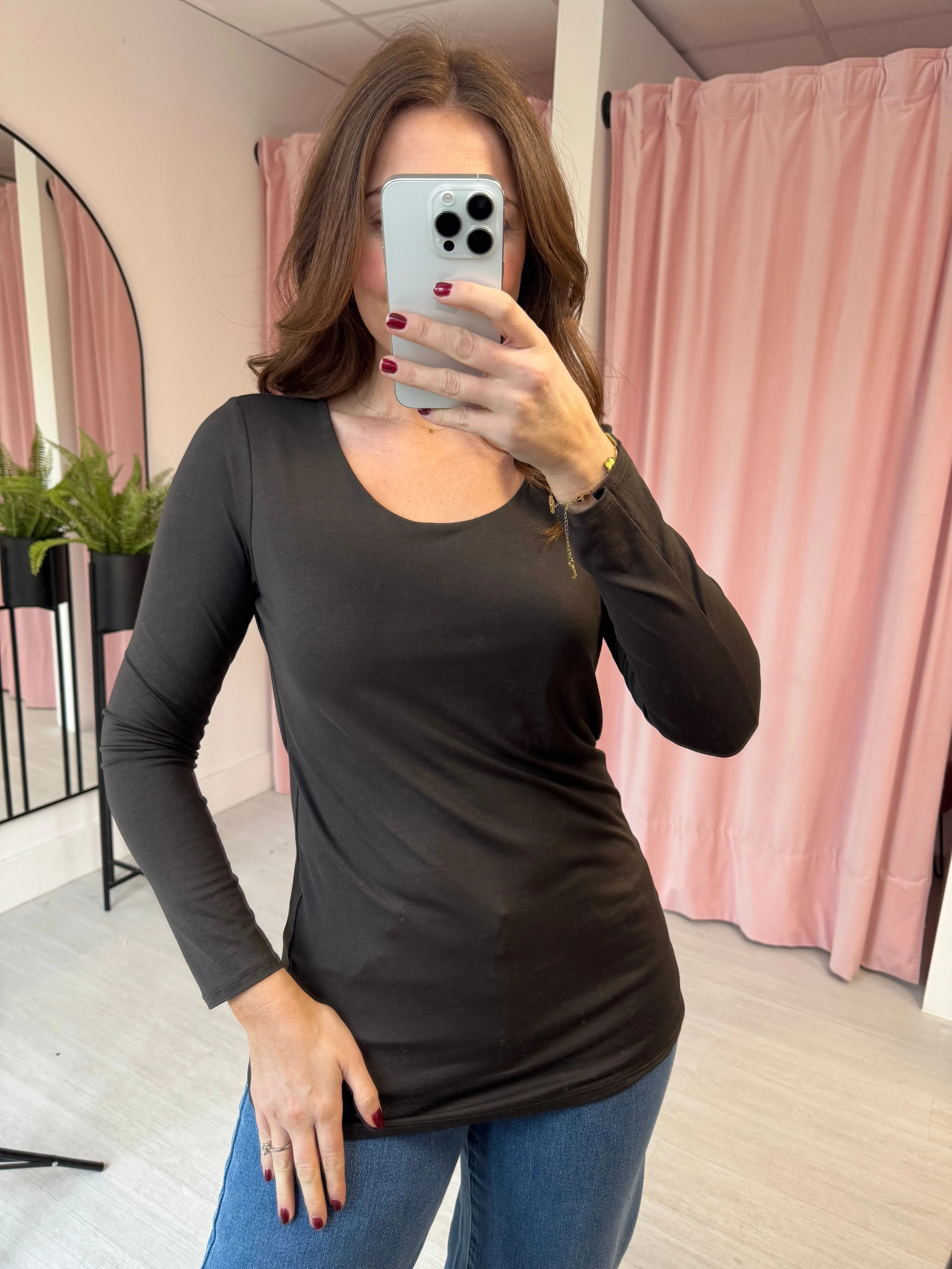 Basic Long Sleeve T-shirt - Brown