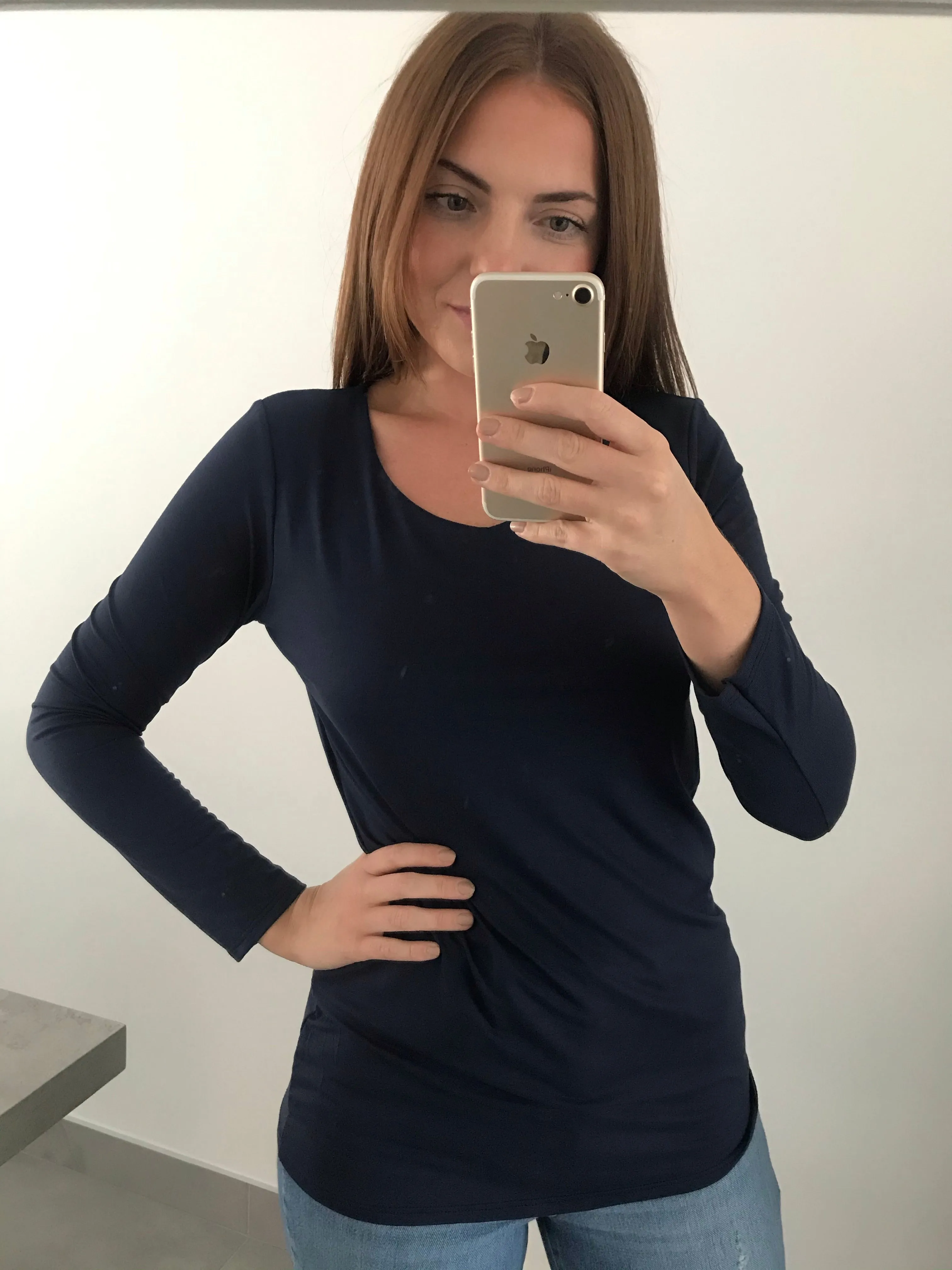 Basic Long Sleeve T-shirt - Navy