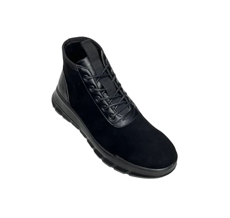 Black Lace Up Men's Boots Casual style Suede and Leather
