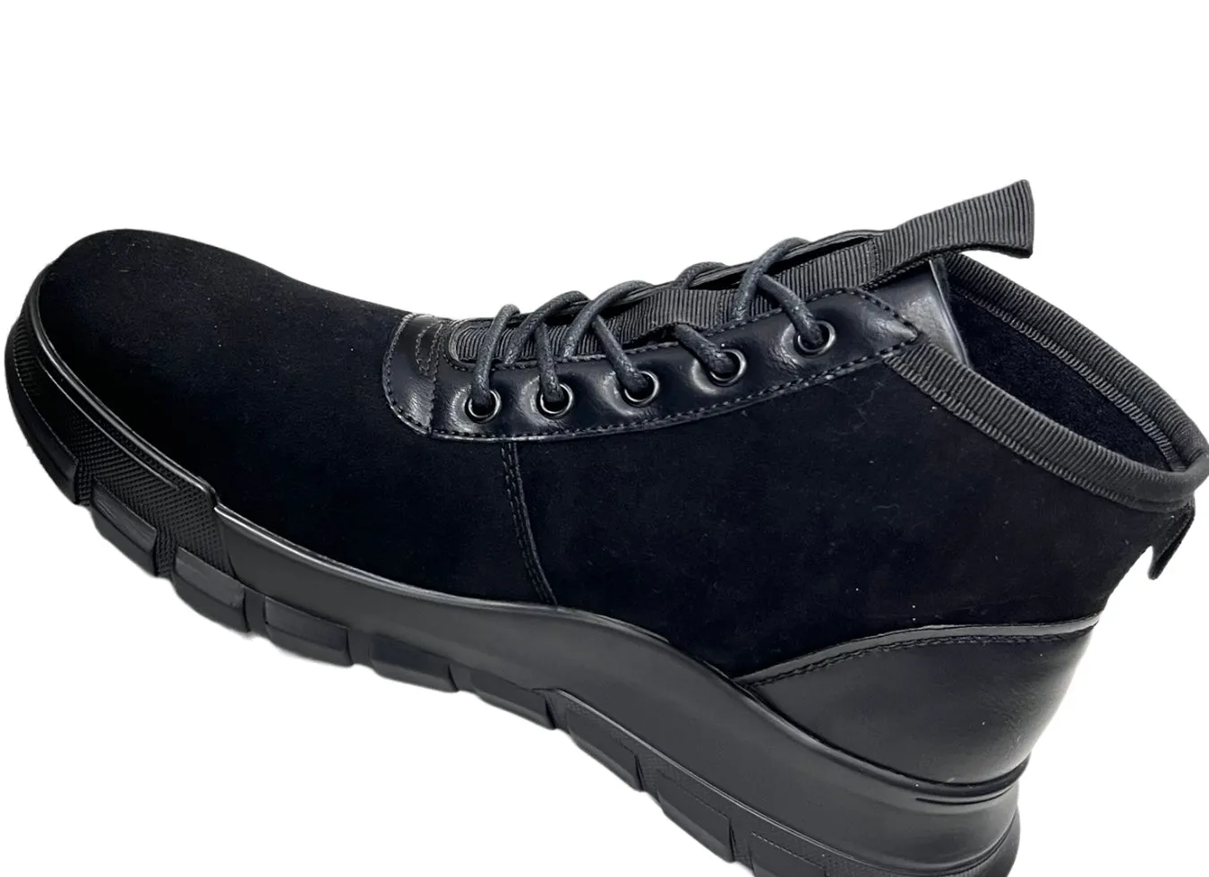 Black Lace Up Men's Boots Casual style Suede and Leather