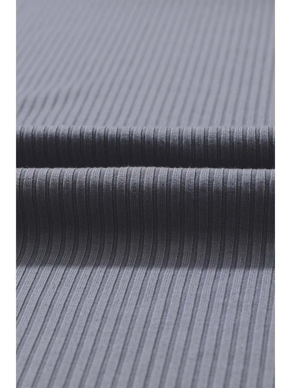 Black Plain Ribbed Crop Top & Wide Leg Pants Two Piece Pants Set
