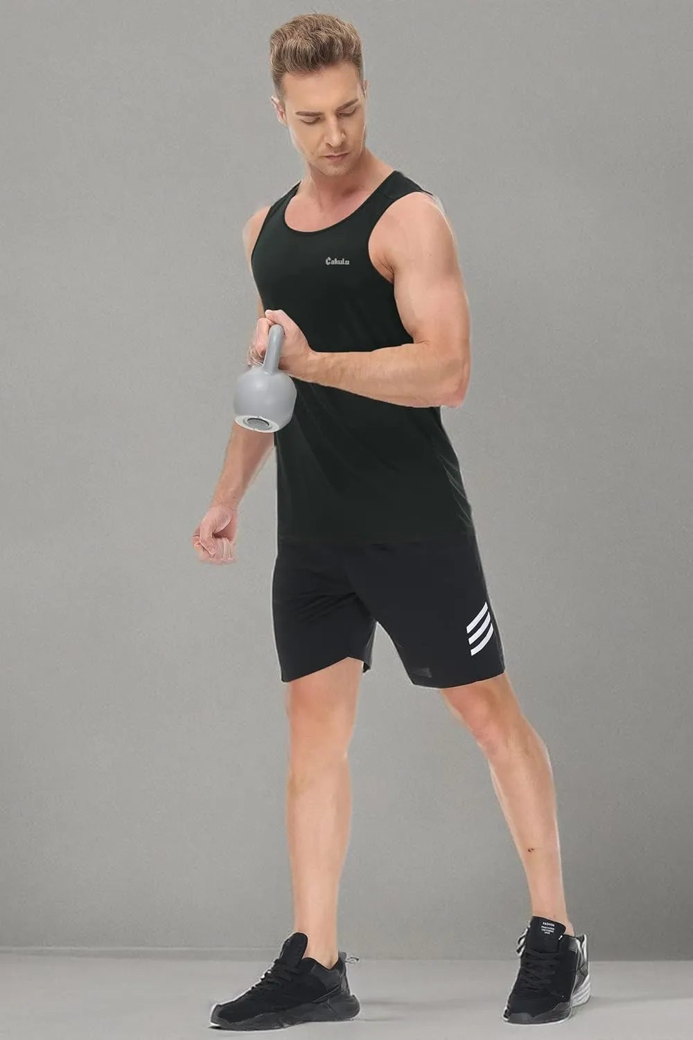 Cakulo Mens Tank Tops Big and Tall Swim Shirts Running Quick Dry Workout Sleeveless Summer Beach Muscle Athletic Top