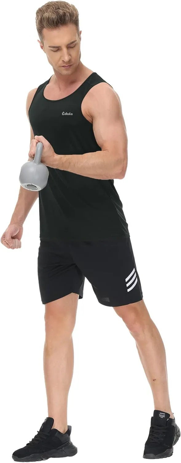 Cakulo Mens Tank Tops Big and Tall Swim Shirts Running Quick Dry Workout Sleeveless Summer Beach Muscle Athletic Top