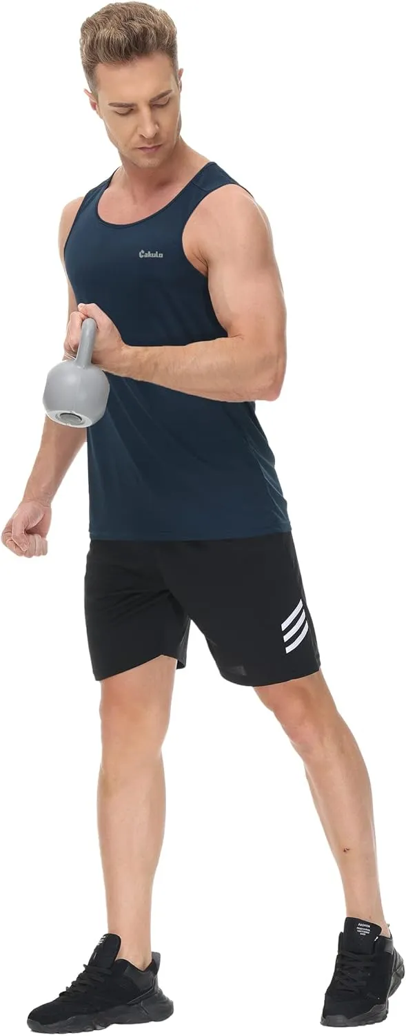 Cakulo Mens Tank Tops Big and Tall Swim Shirts Running Quick Dry Workout Sleeveless Summer Beach Muscle Athletic Top
