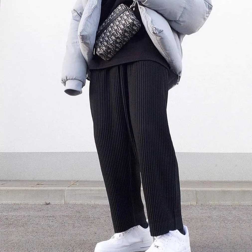 Casual street style retro layered corduroy loose trousers