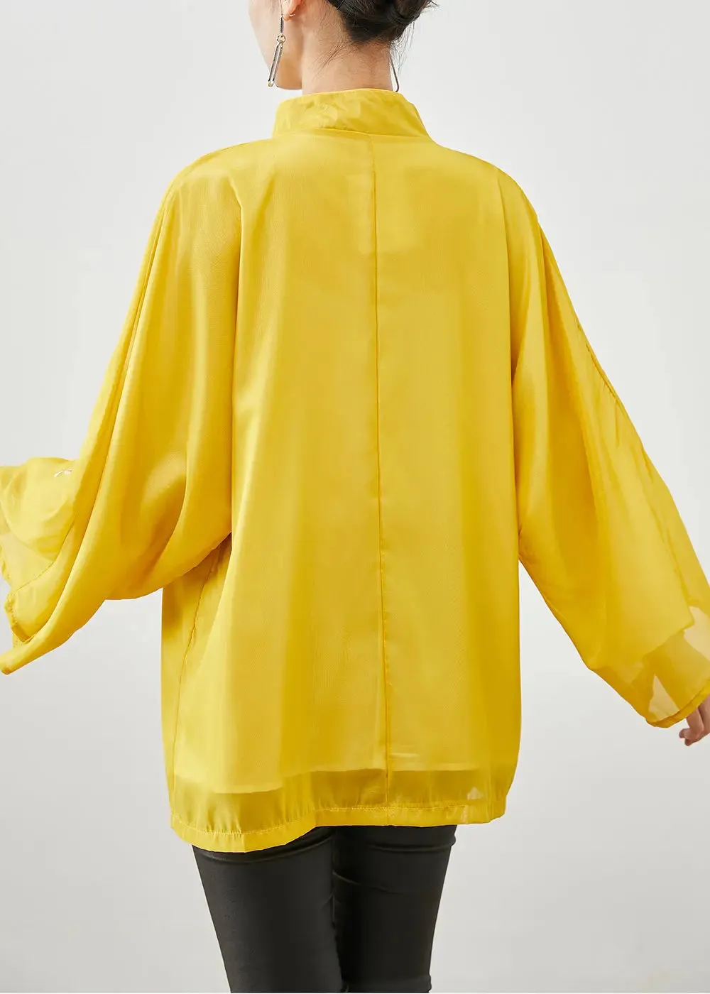 Chinese Style Yellow Embroideried Silk Jackets Fall ML0481