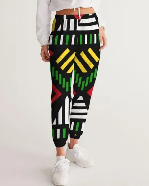 Contrasting color ethnic style casual printing ladies trousers