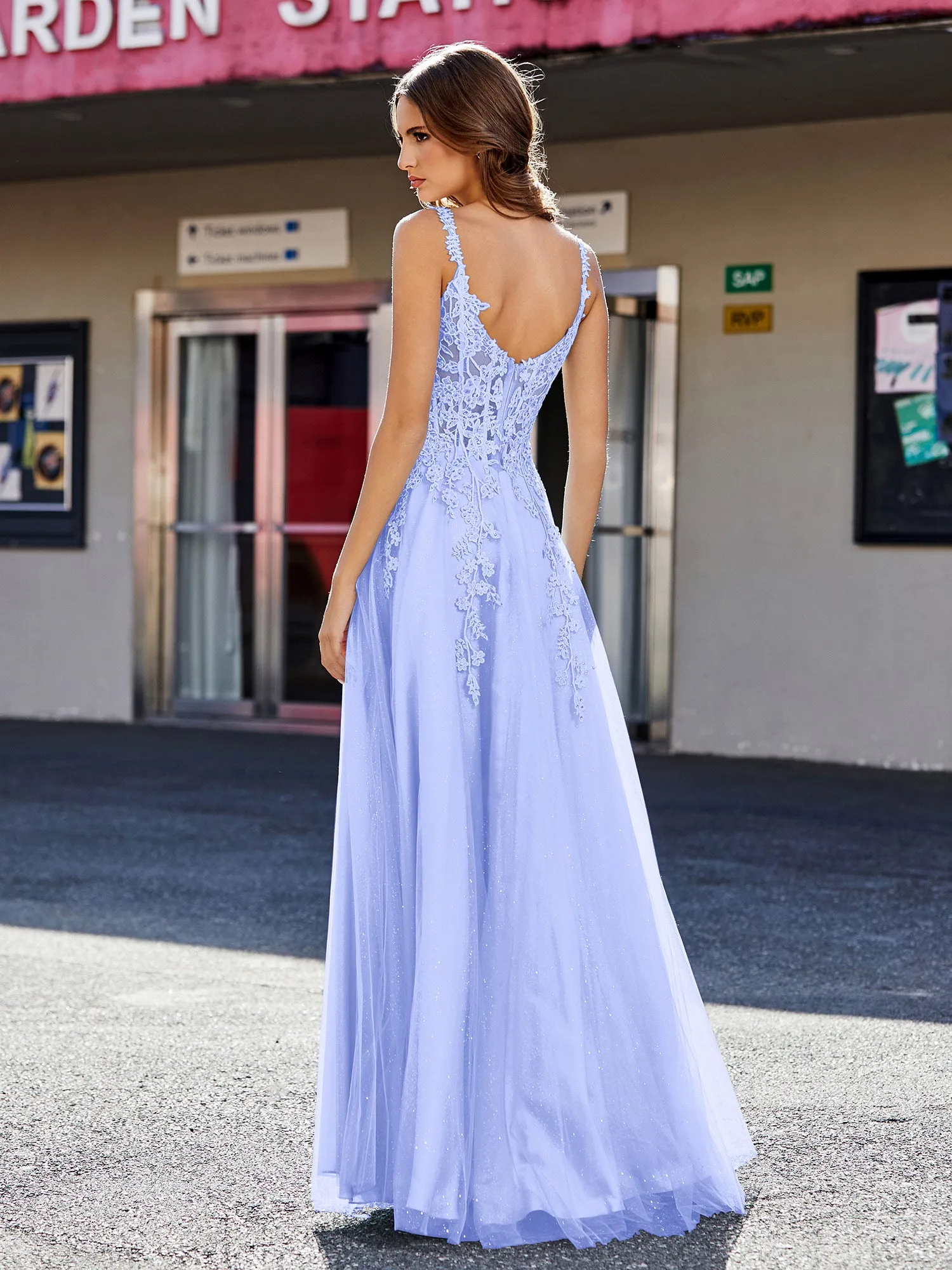 Corset Bodice A Line Tulle Gown Lavender