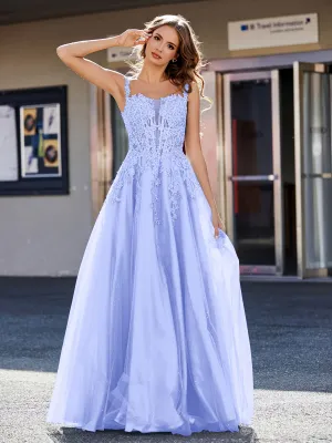 Corset Bodice A Line Tulle Gown Lavender