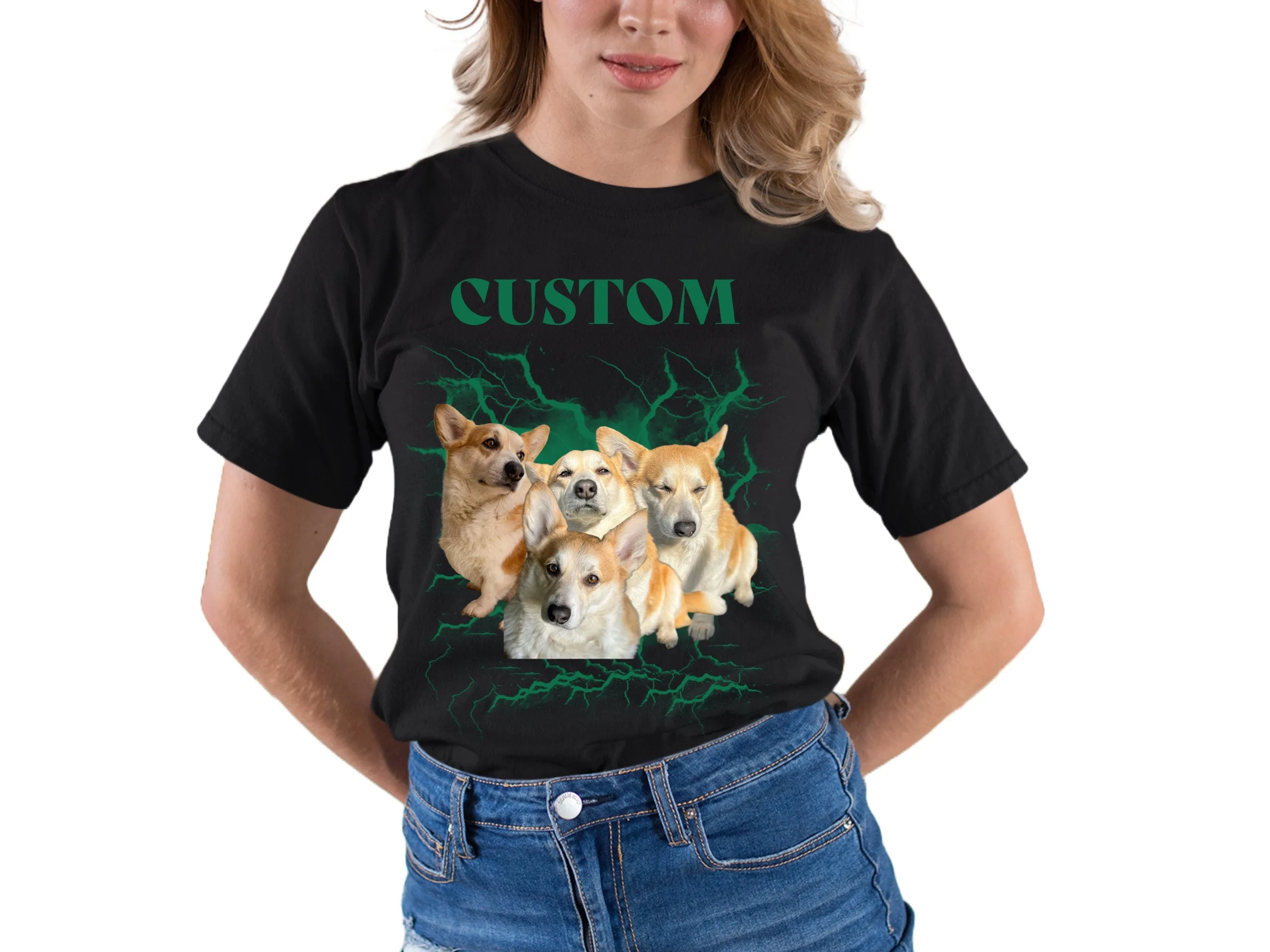 Custom Pets photos and name on T-Shirt, Pet photo Memorial T shirt Gift