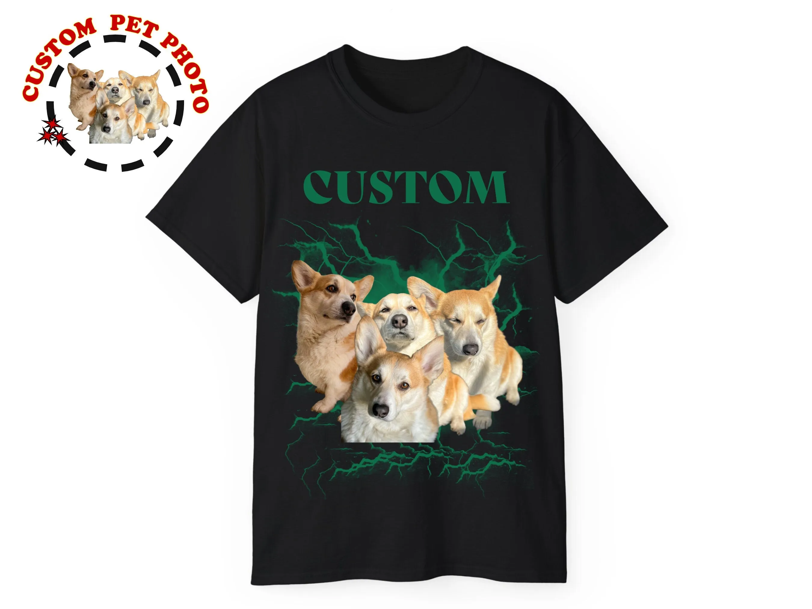 Custom Pets photos and name on T-Shirt, Pet photo Memorial T shirt Gift