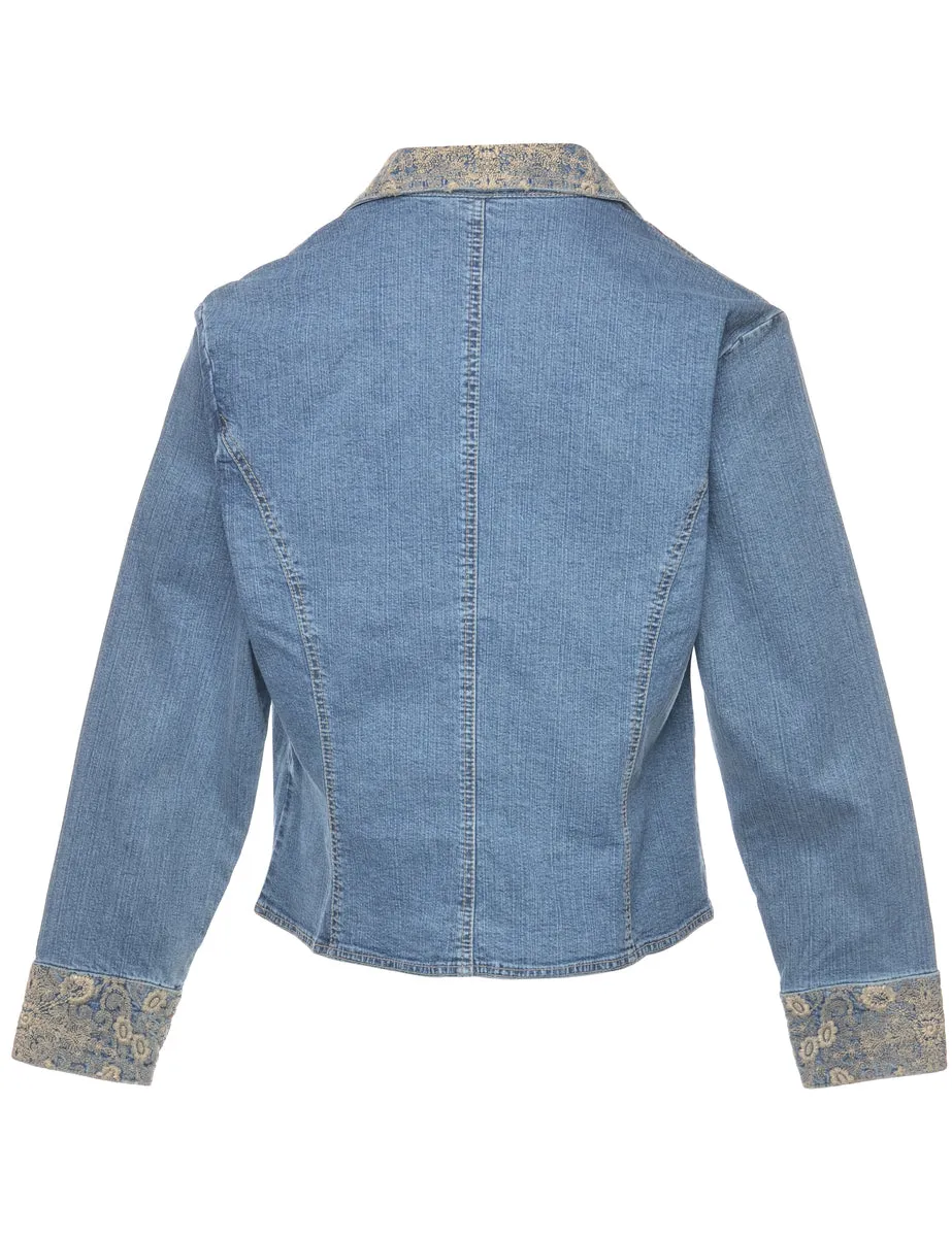 Embroidered Denim Jacket - M