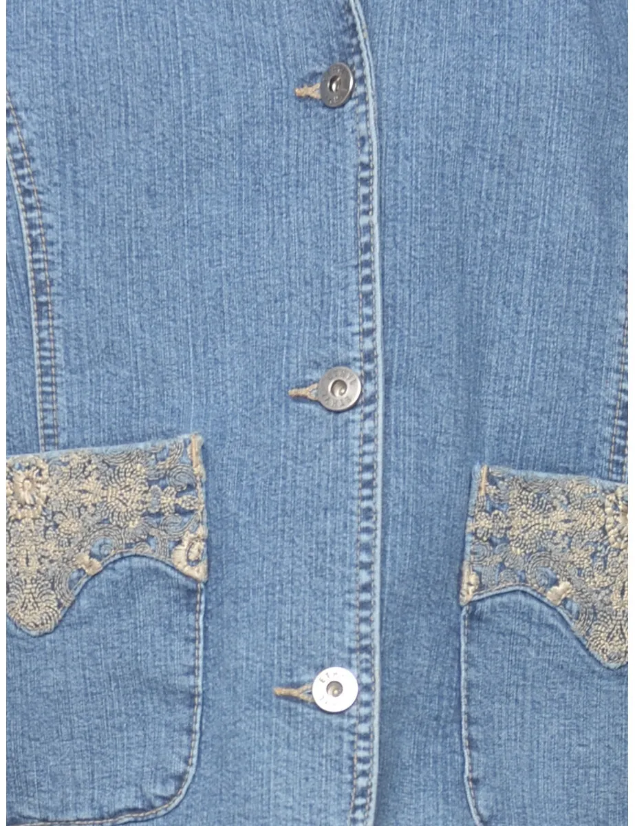 Embroidered Denim Jacket - M