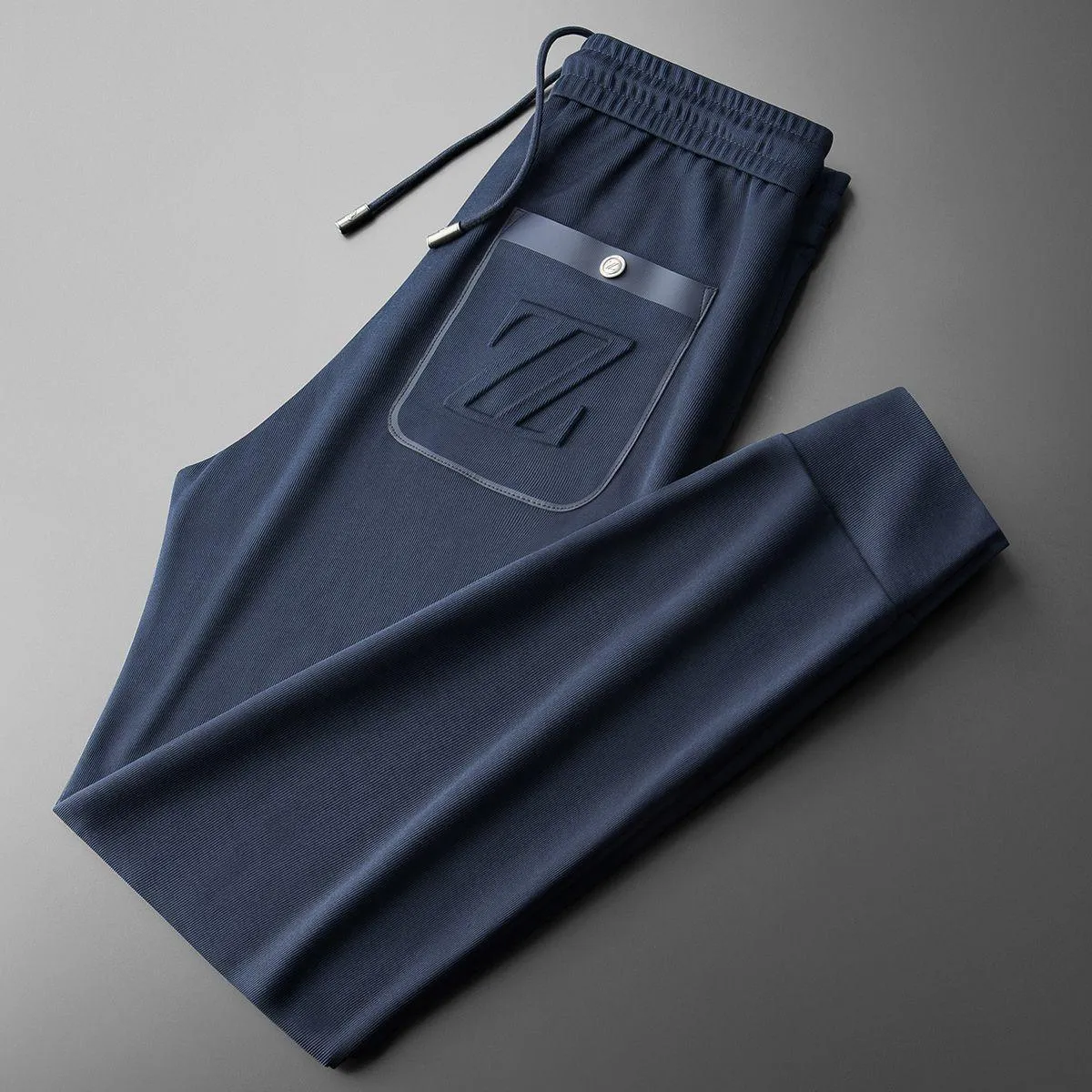 Embroidered Sports Style Casual Pants with ZZ Letters