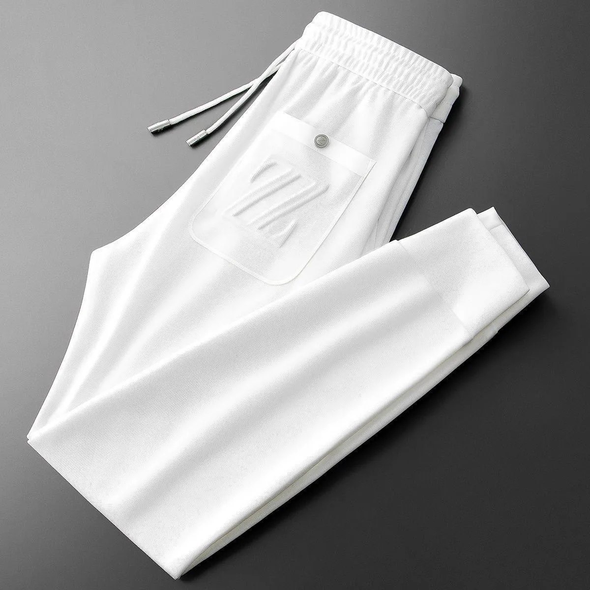 Embroidered Sports Style Casual Pants with ZZ Letters