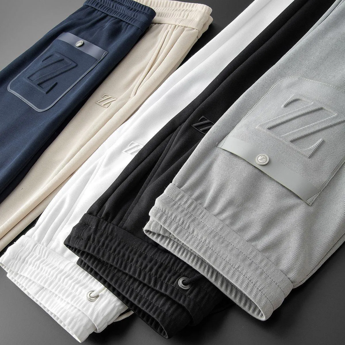Embroidered Sports Style Casual Pants with ZZ Letters