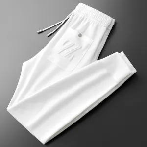Embroidered Sports Style Casual Pants with ZZ Letters