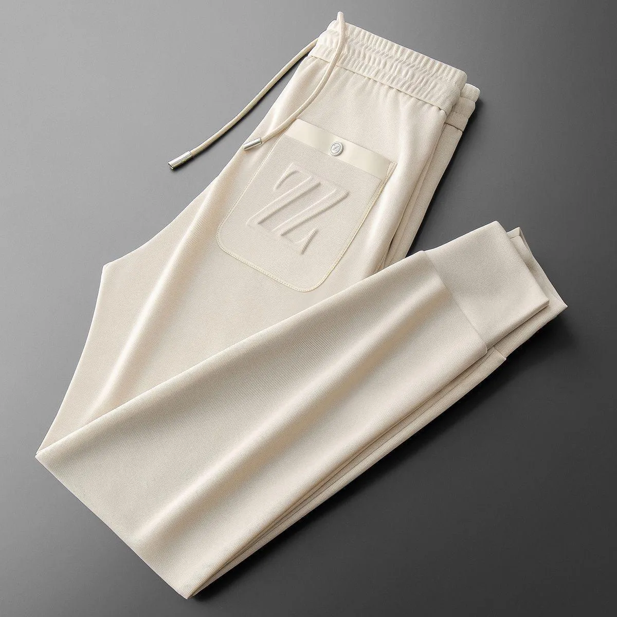 Embroidered Sports Style Casual Pants with ZZ Letters