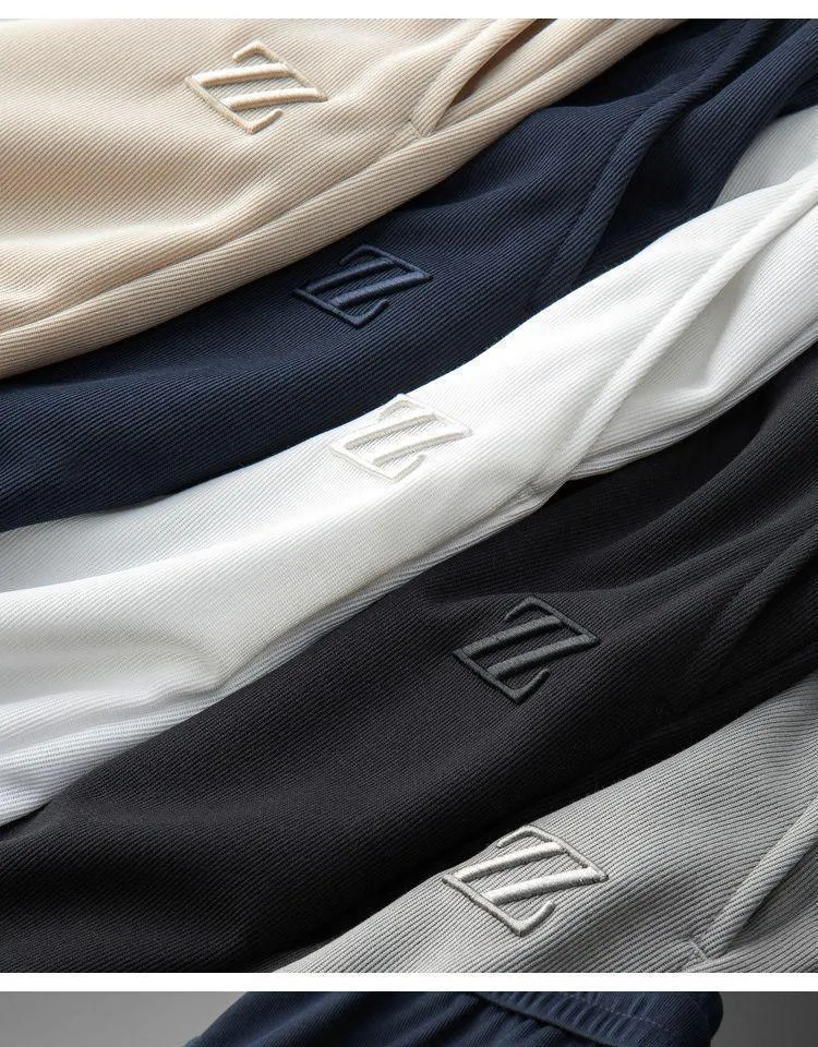Embroidered Sports Style Casual Pants with ZZ Letters