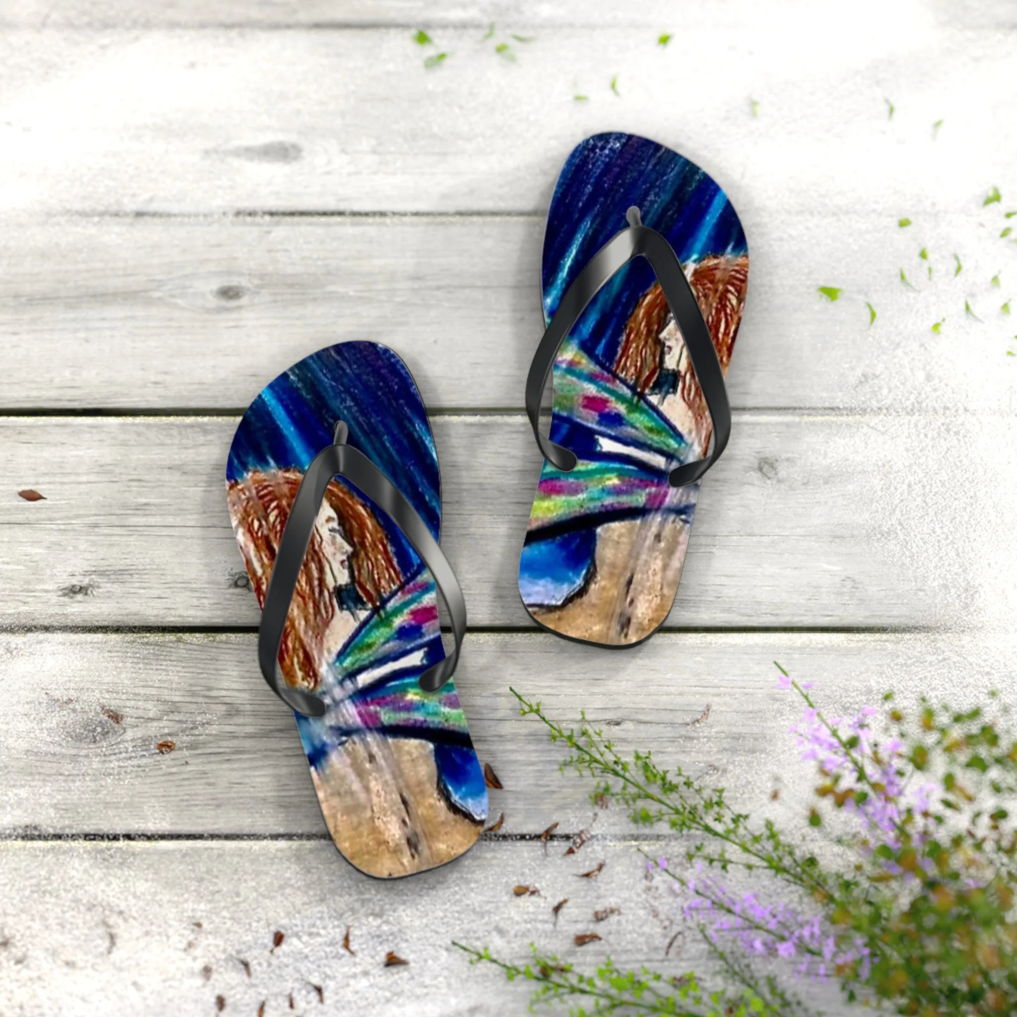 Fairy in the Rain Flip Flops