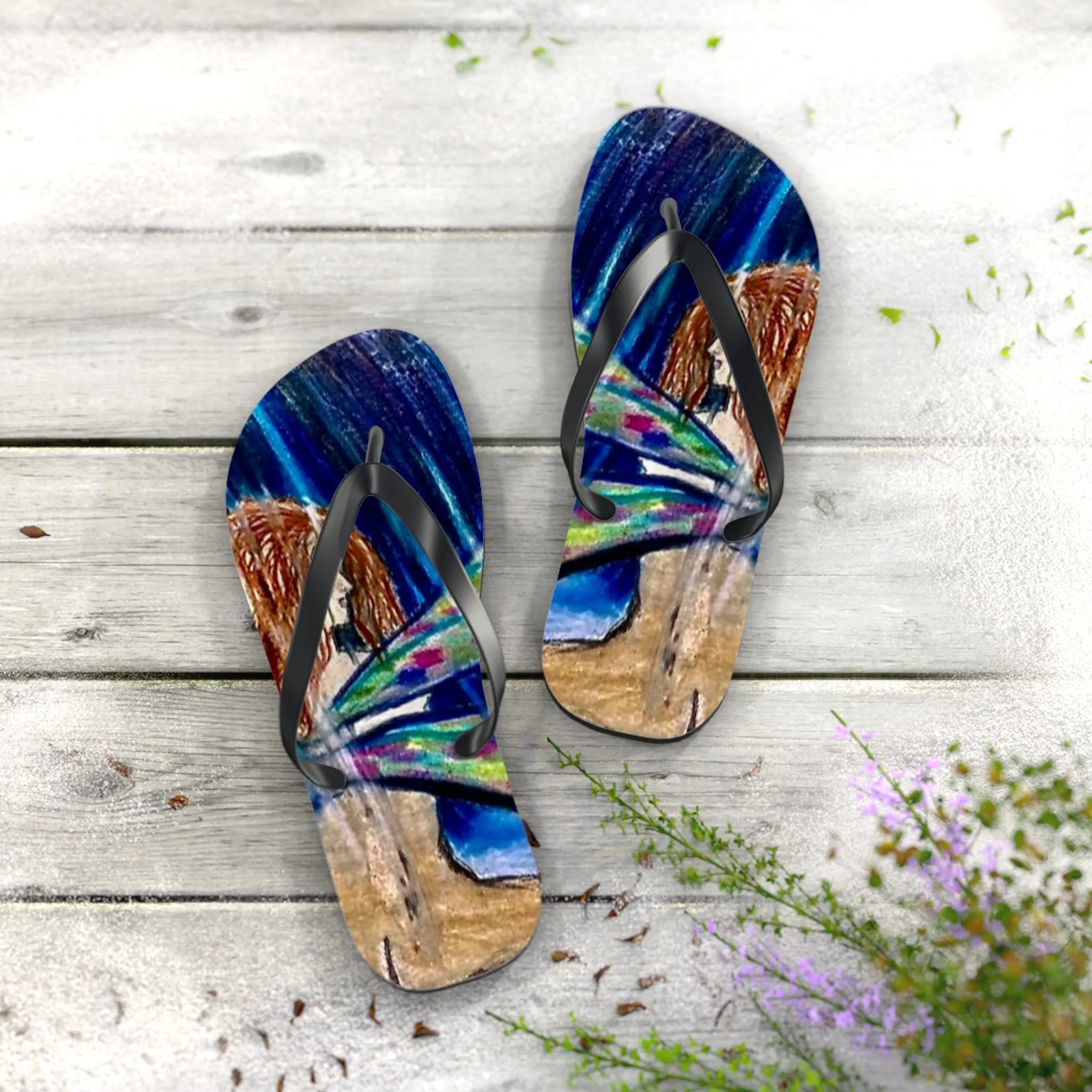 Fairy in the Rain Flip Flops
