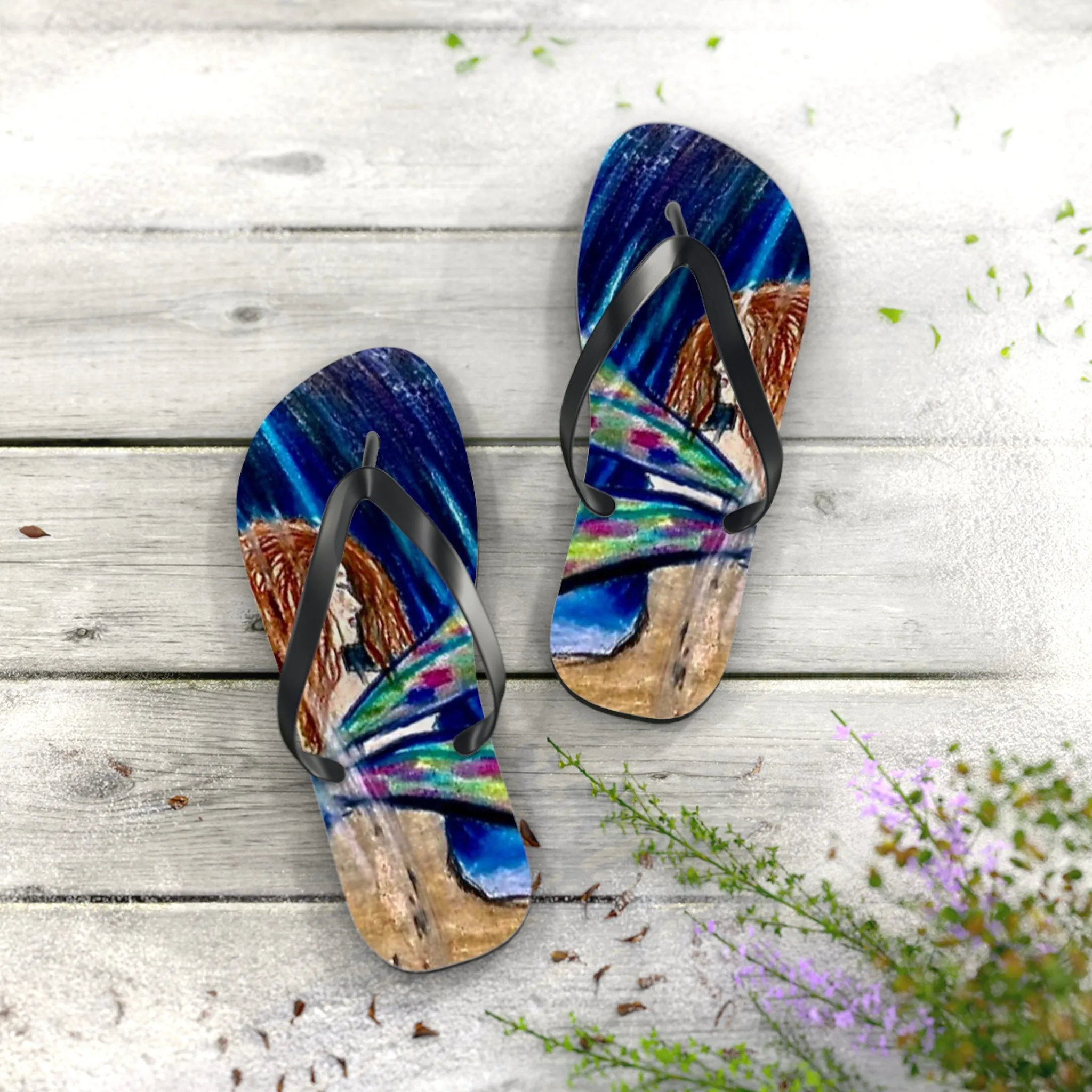 Fairy in the Rain Flip Flops