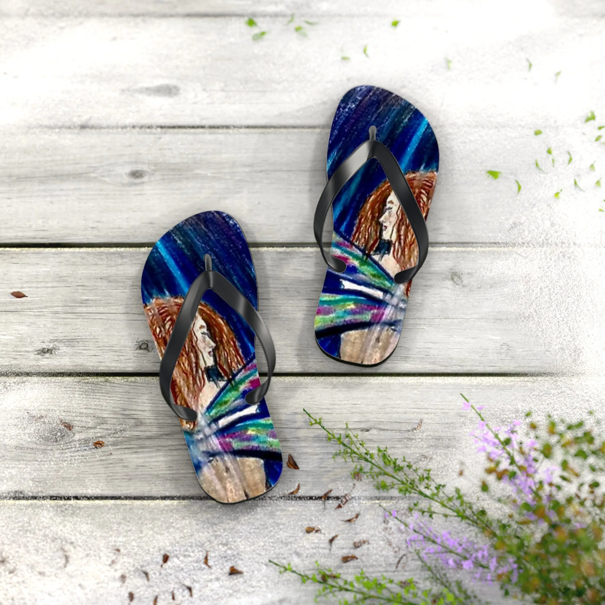 Fairy in the Rain Flip Flops