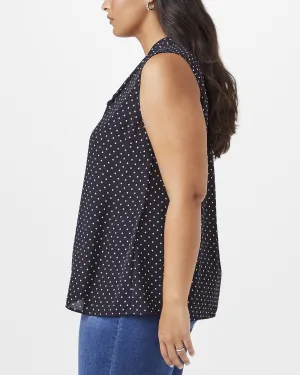 Fatima Tie-Neck Sleeveless Blouse | Black / White