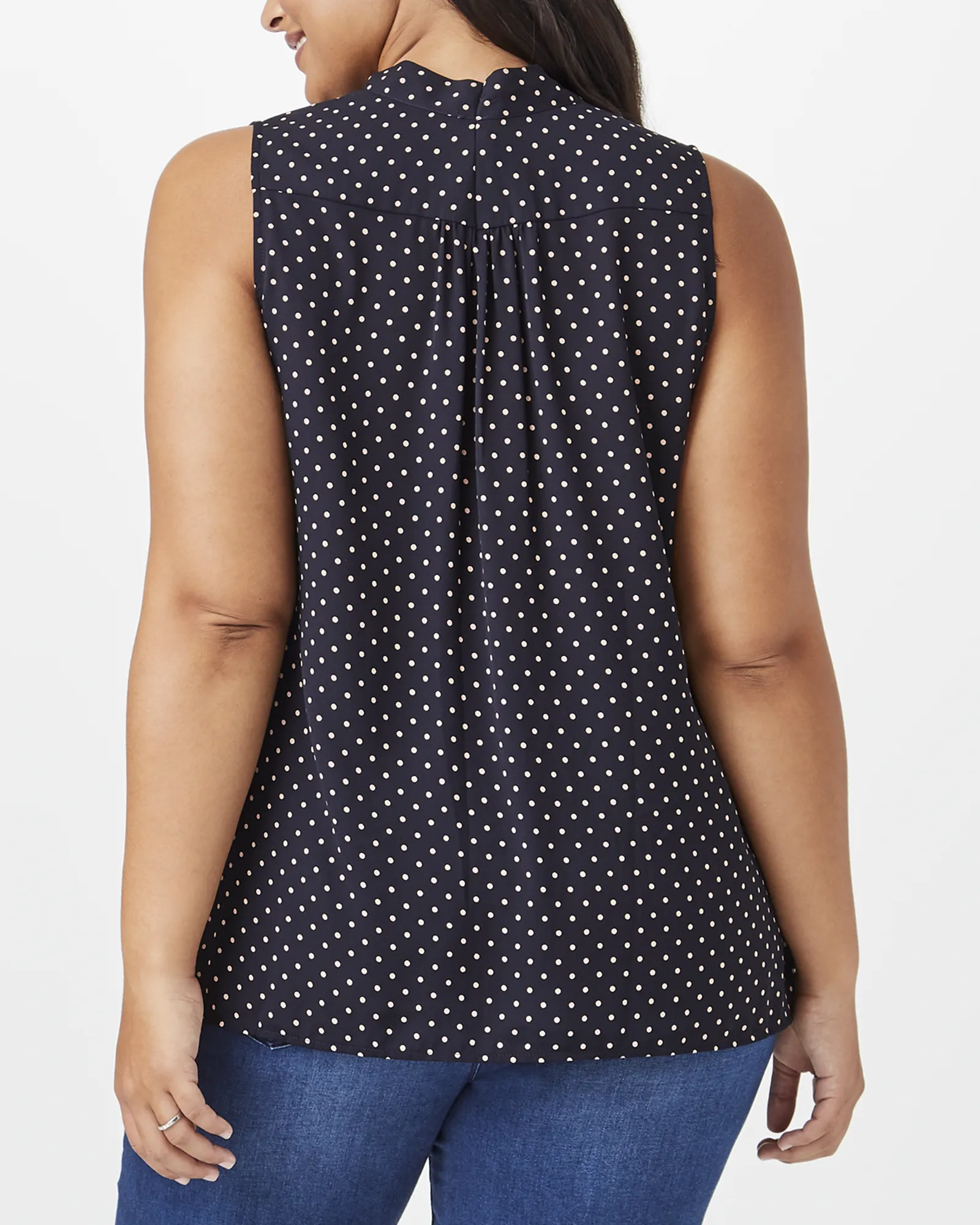 Fatima Tie-Neck Sleeveless Blouse | Black / White