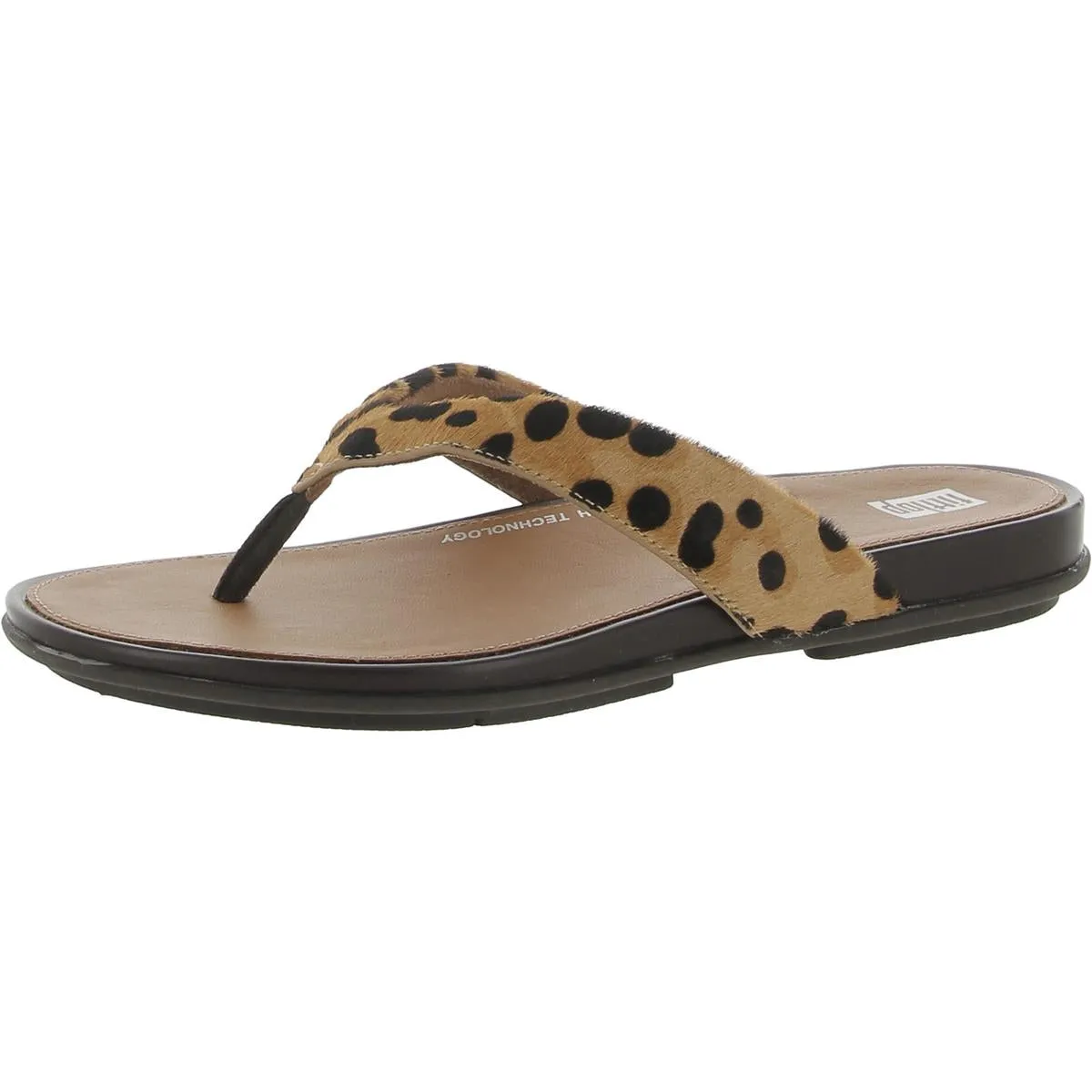 Fitflop Womens Gracie Leopard Calf Hair Slip On Flip-Flops