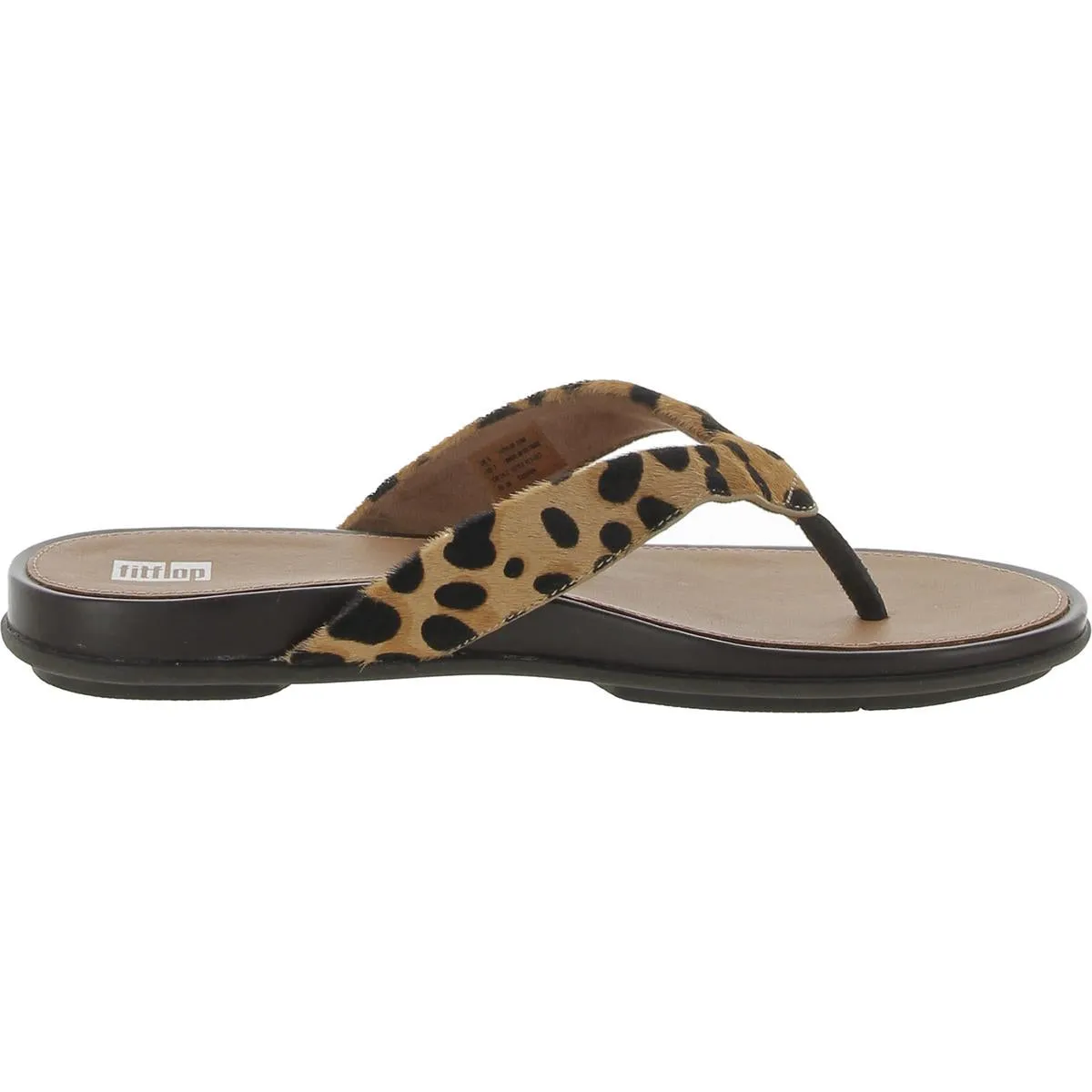 Fitflop Womens Gracie Leopard Calf Hair Slip On Flip-Flops