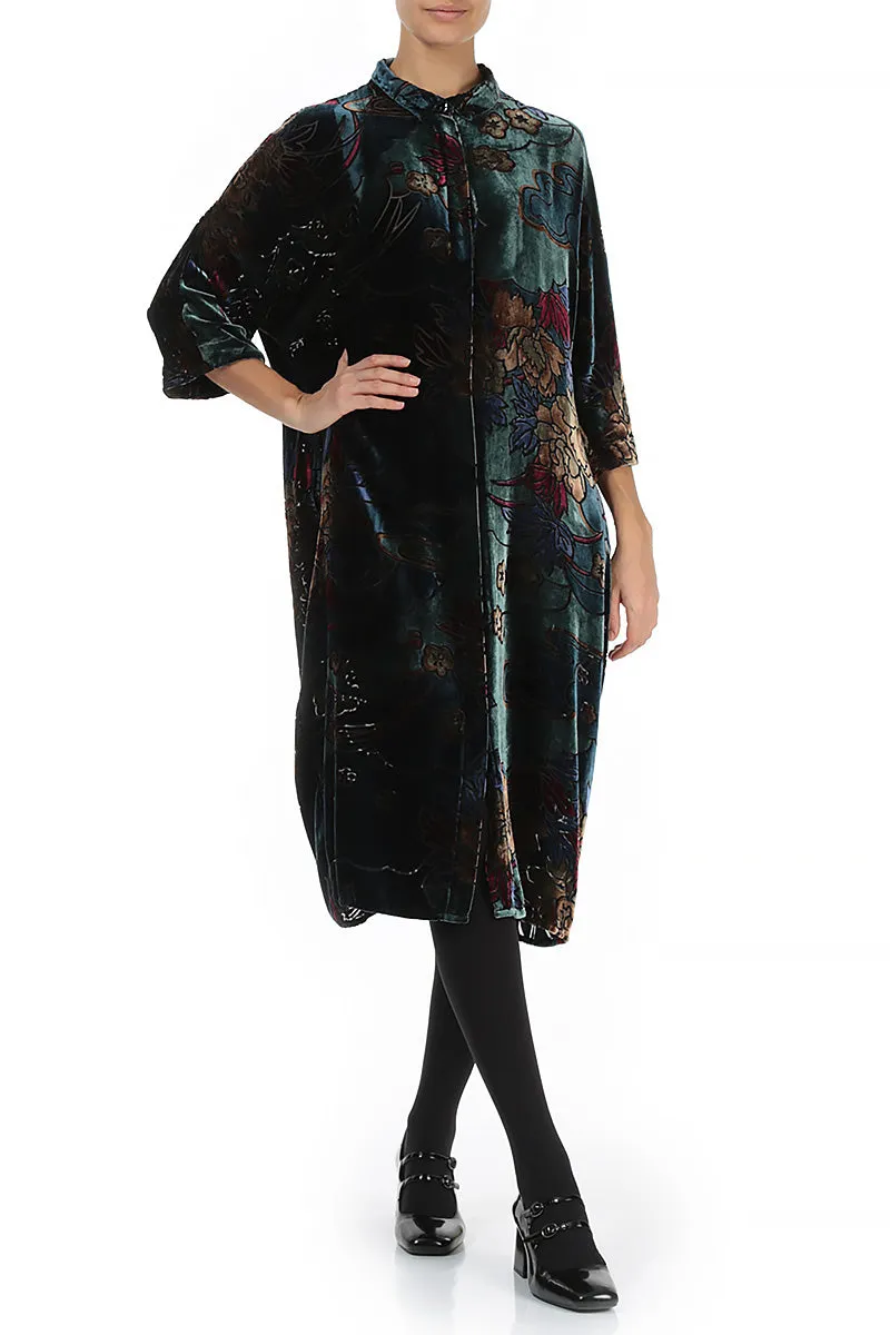Floral Devoré Silk Velvet Dress Jacket