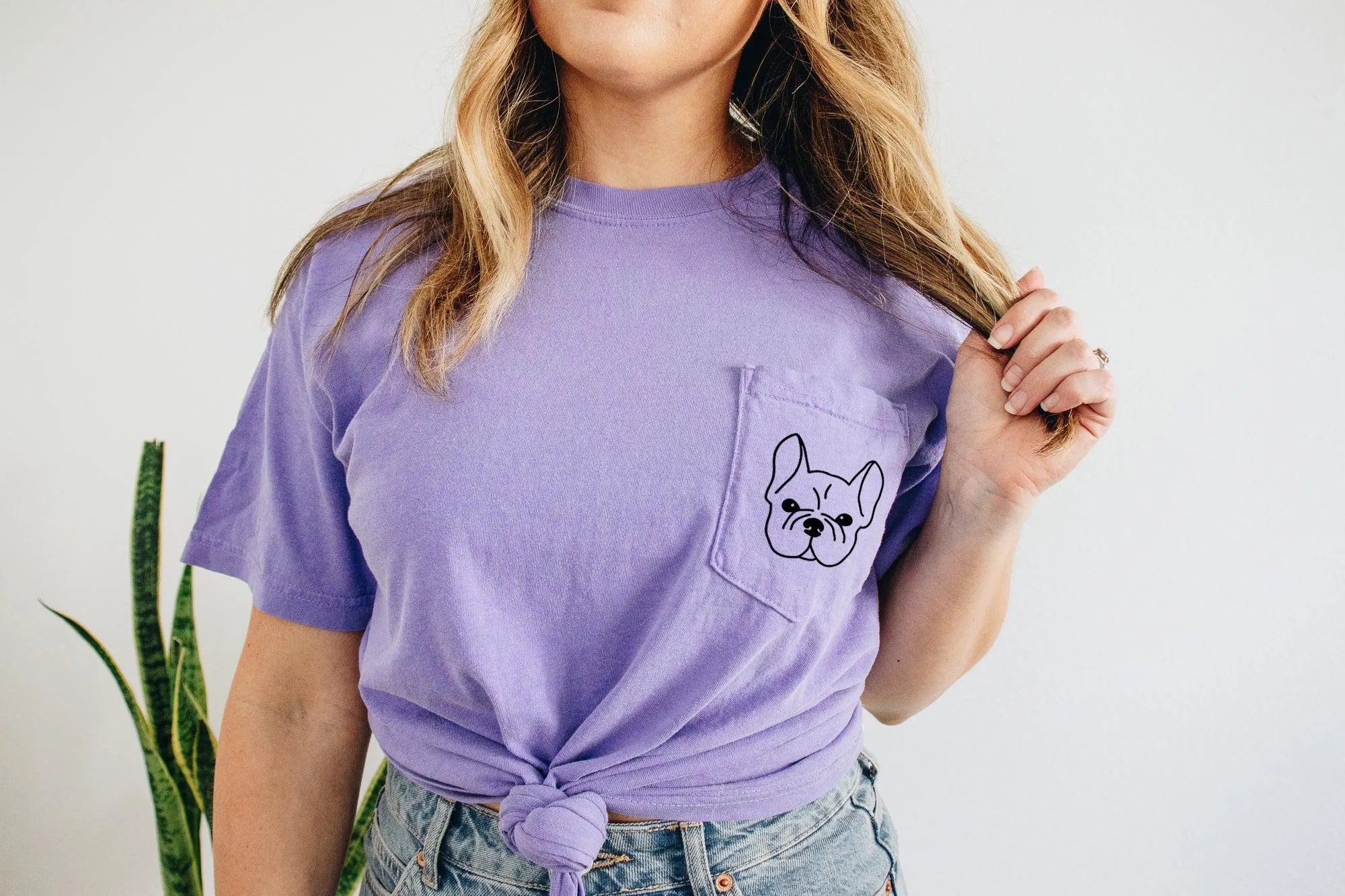 Frenchie Bulldog Comfort Colors Pocket T Shirt