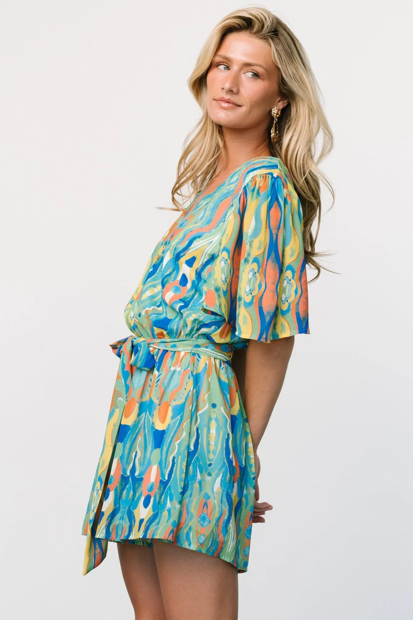 Gibson Romper | Blue   Green Multi