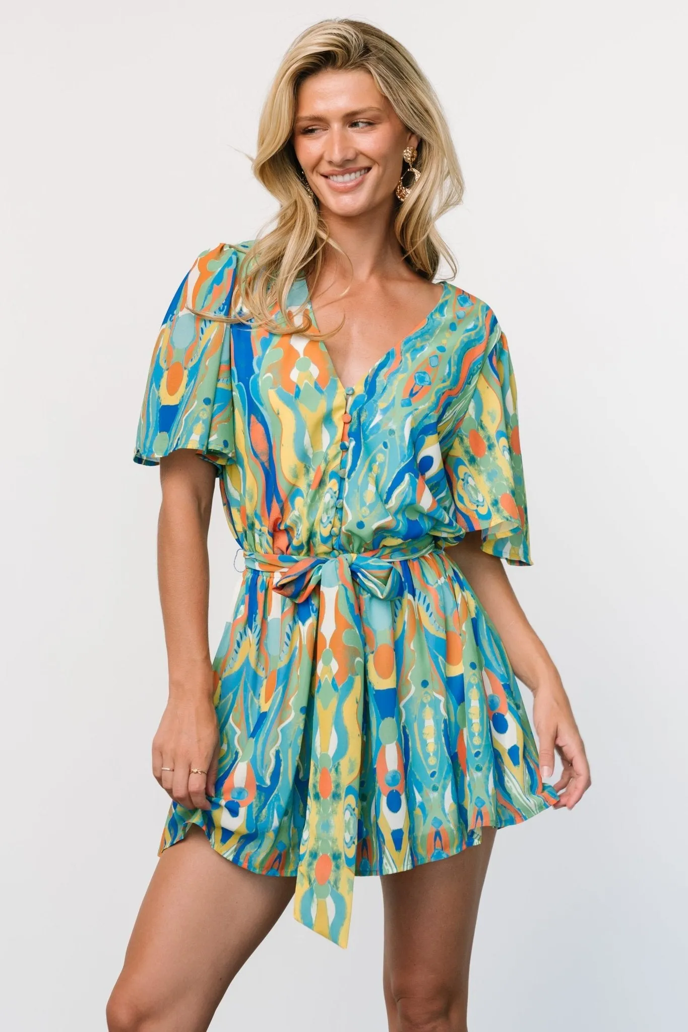 Gibson Romper | Blue   Green Multi