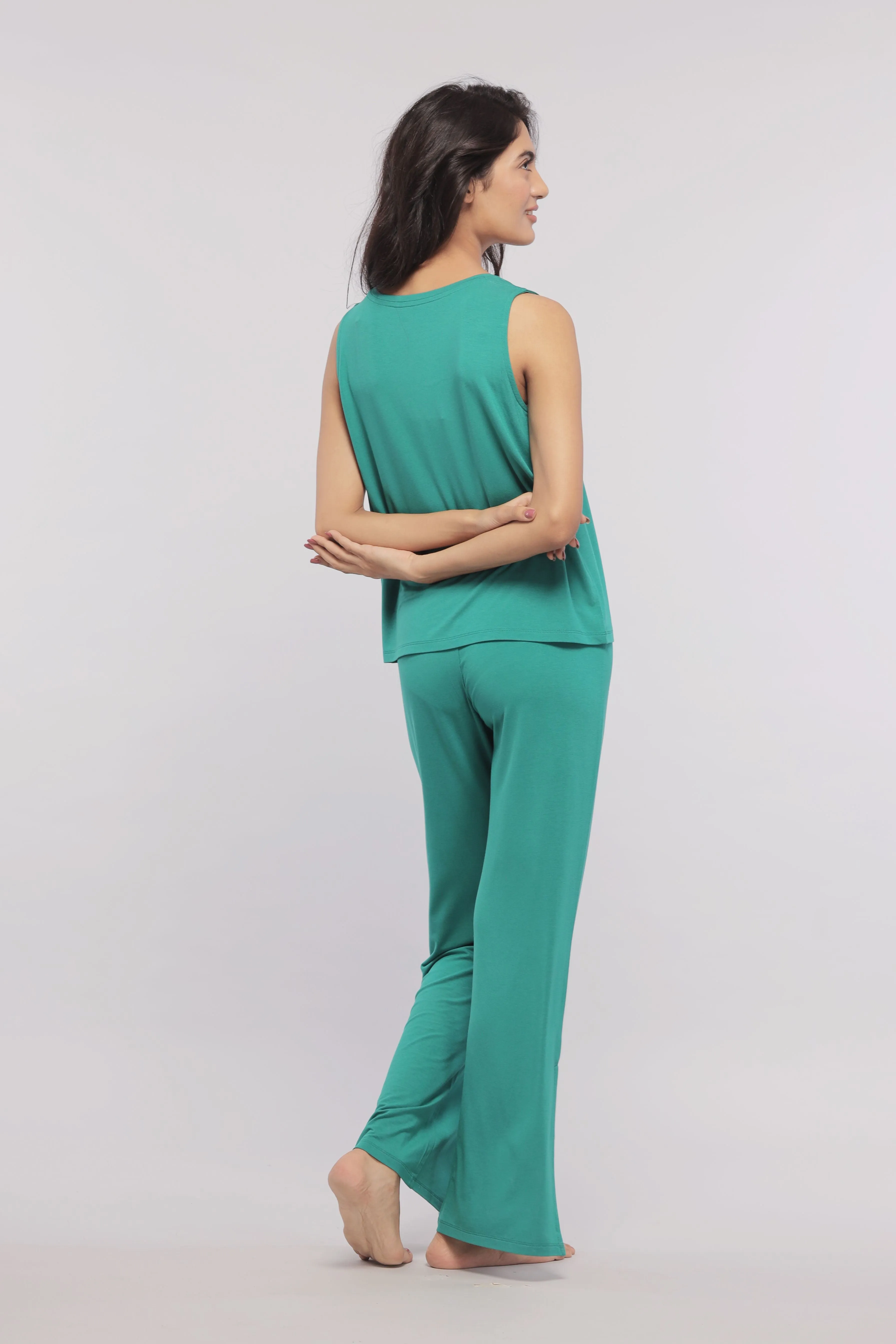 Green Sleeveless Cropped Top