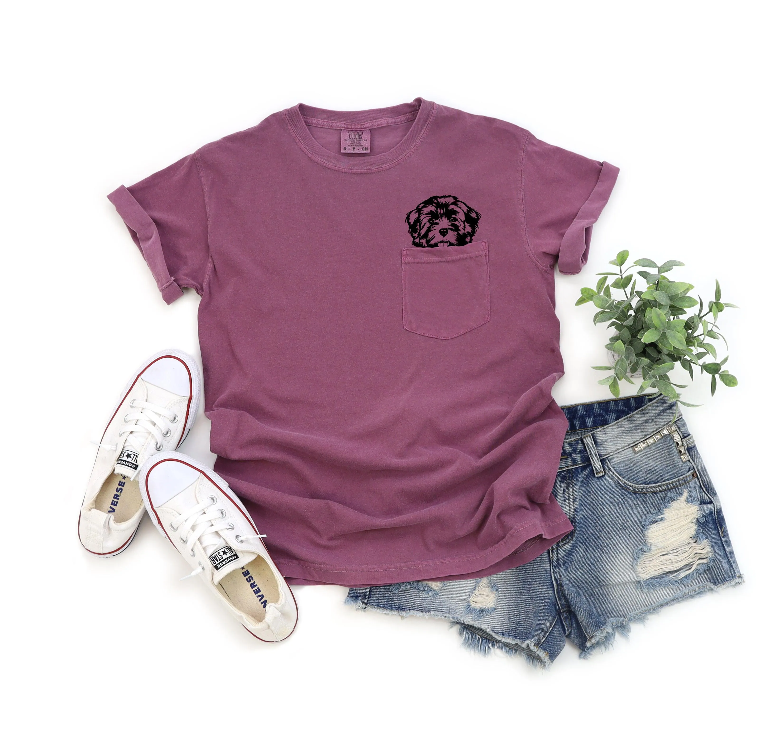 Havanese Dog Mom Comfort Colors Pocket T Shirt
