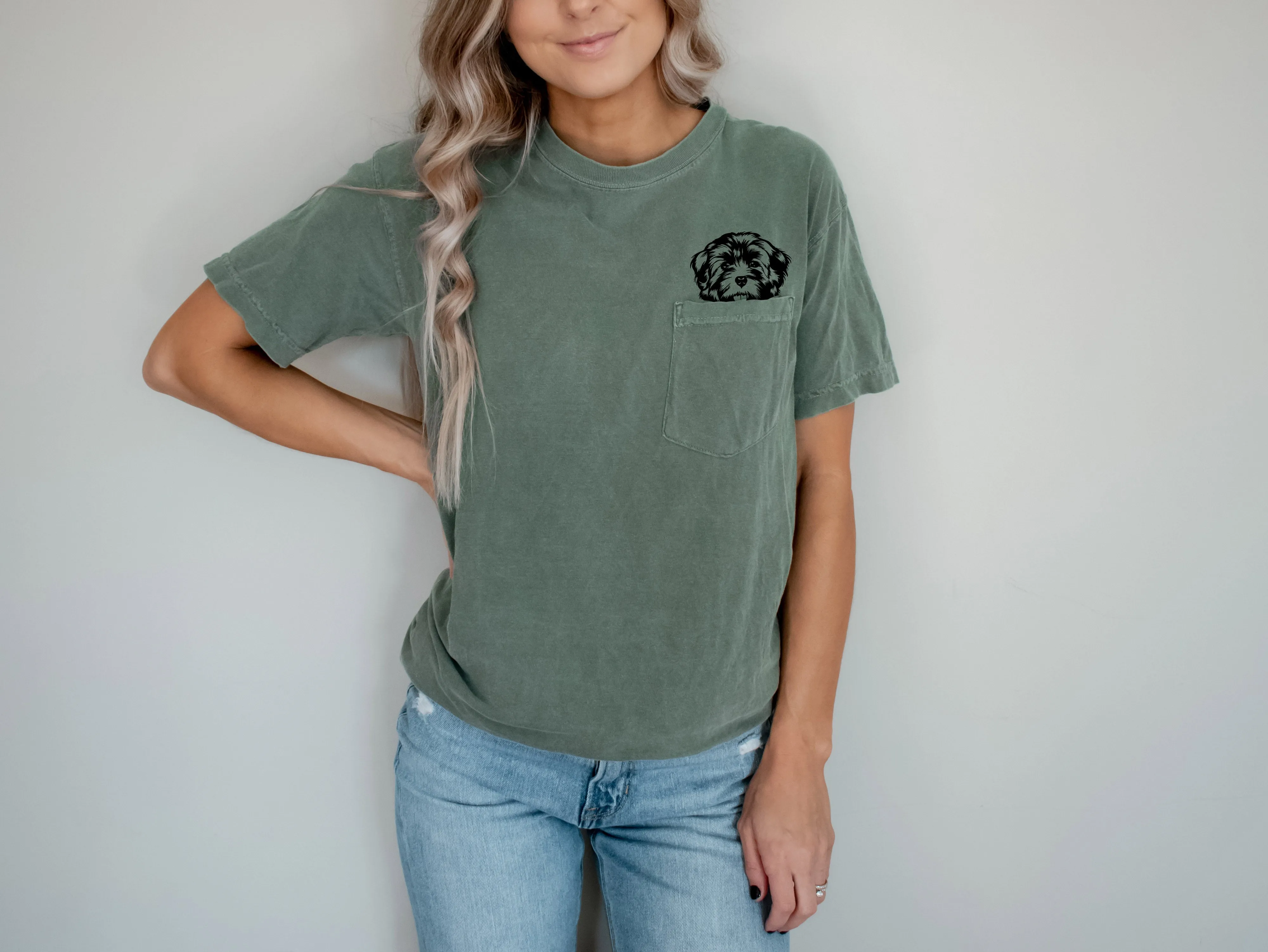 Havanese Dog Mom Comfort Colors Pocket T Shirt