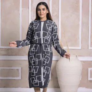 Imported Front Open Charcoal Grey Cozy Belted Cardigan Sweater - (CGN24)