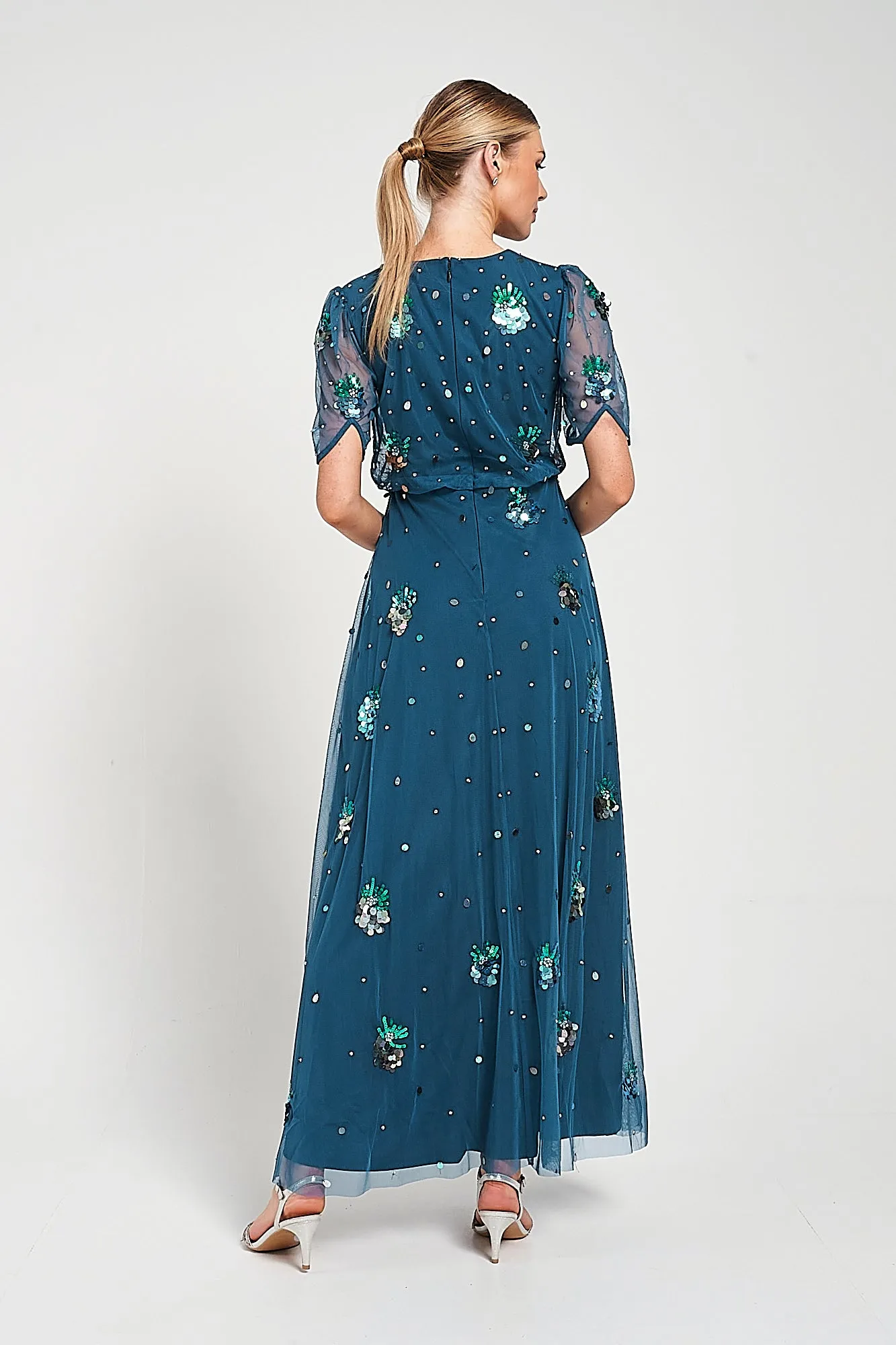 Juniper Teal Embellished Maxi Dress