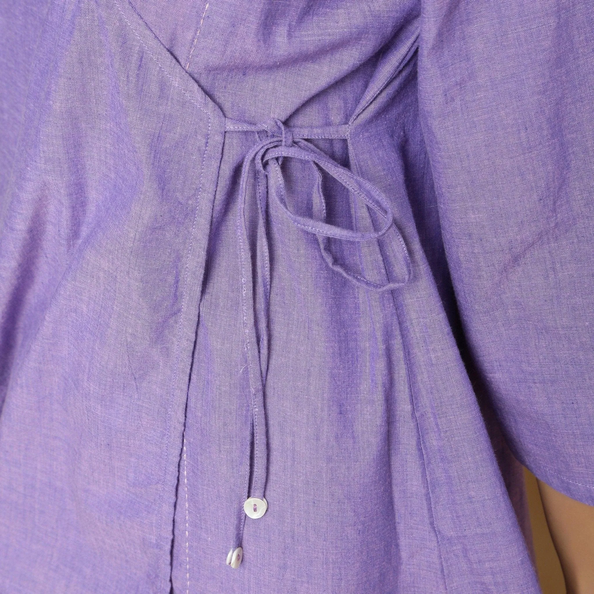 Lavender Mangalgiri Cotton V-Neck Asymmetrical Godet Top