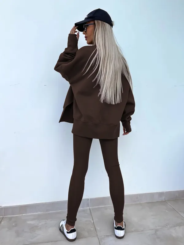 New style casual tight pants loose sweater suit two piece set