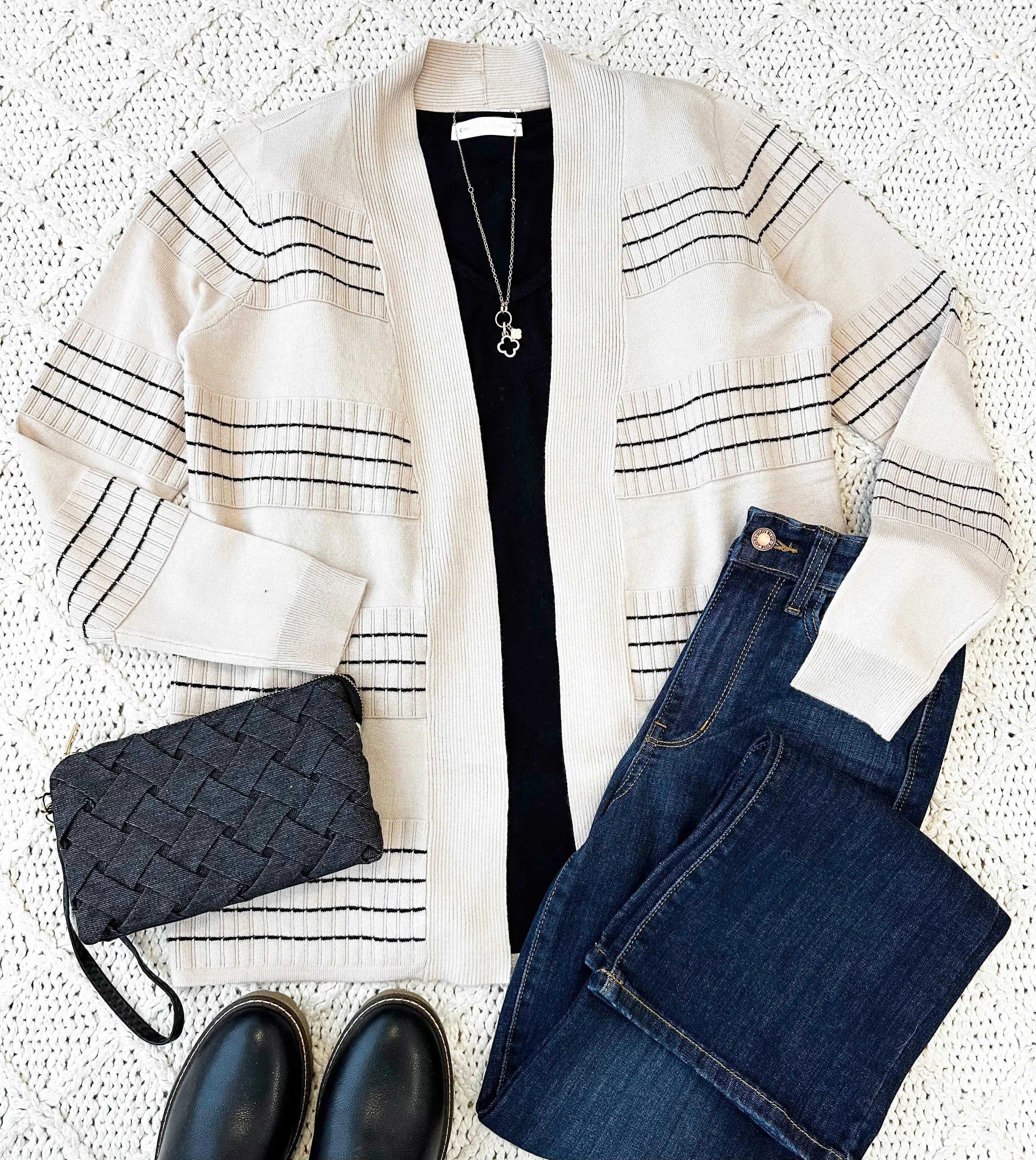 Oatmeal Stitched Cardigan
